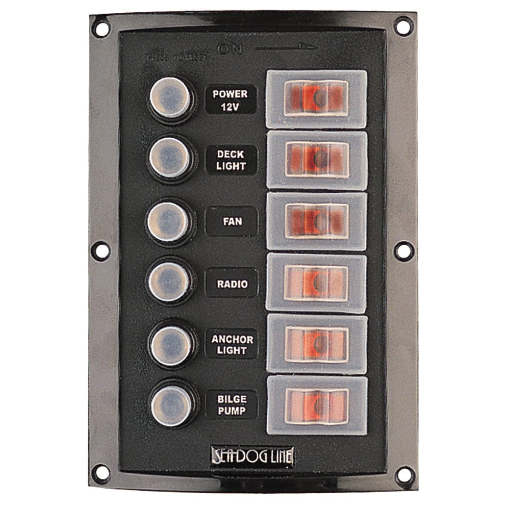 Sea - Dog Splash Guard Circuit Breaker Panel - 6 Circuit [424806 - 1], Electrical Panels, Sea - Dog, , , at Festive Water Paddlesports