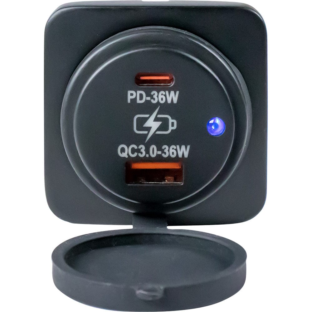 Sea - Dog USB A / USB C Square Surface Mount Power Socket [426531 - 1], Accessories, Sea - Dog, , , at Festive Water Paddlesports