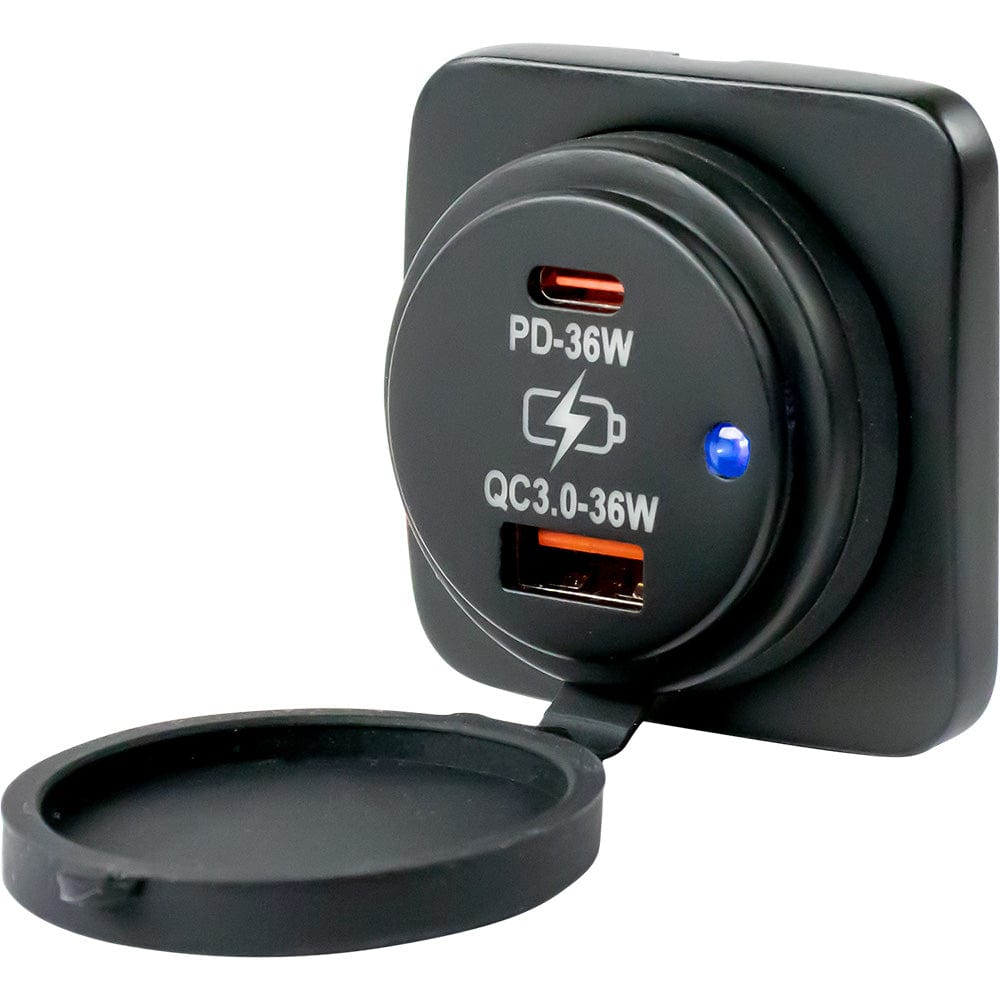 Sea - Dog USB A / USB C Square Surface Mount Power Socket [426531 - 1], Accessories, Sea - Dog, , , at Festive Water Paddlesports