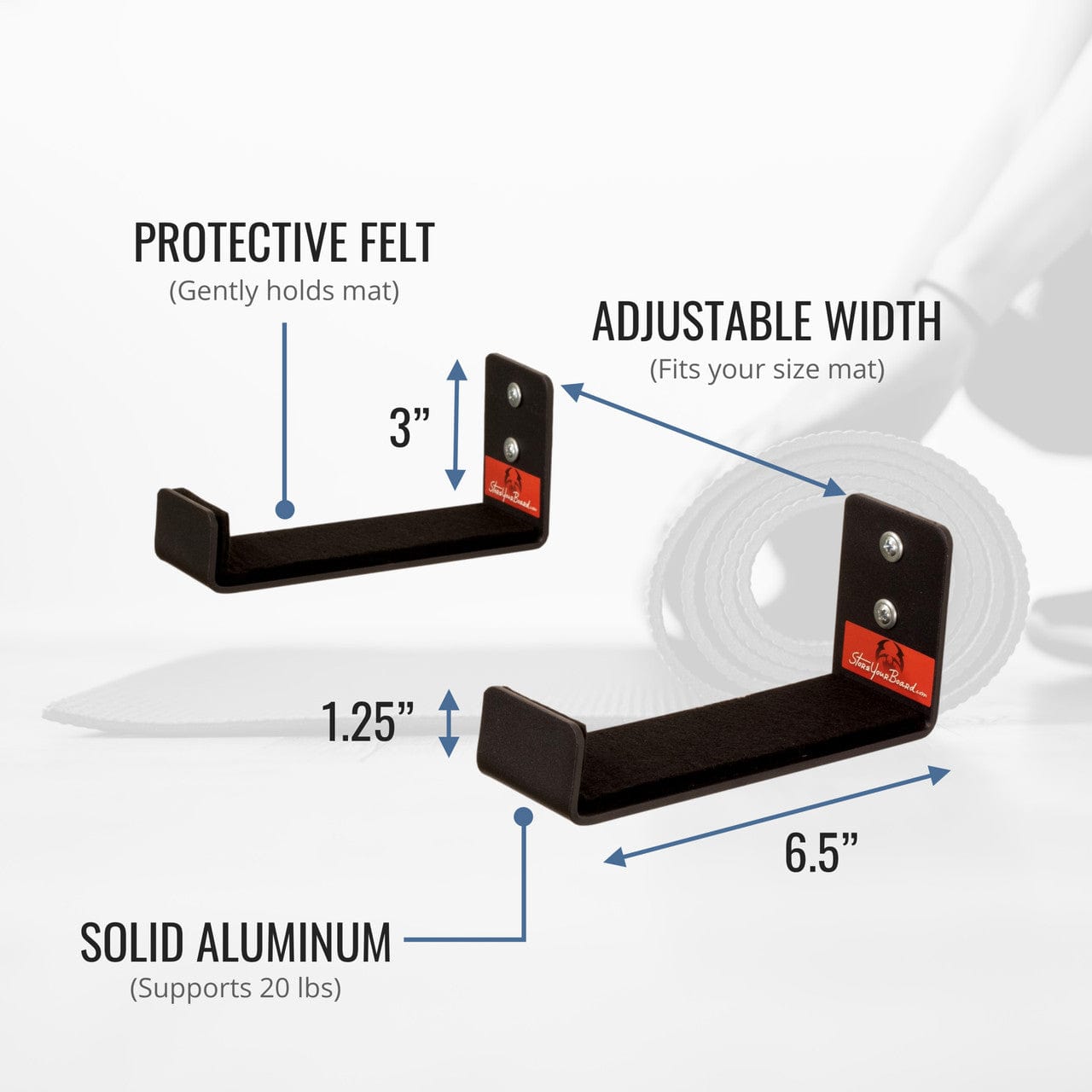 Serenity Yoga Mat Display | Minimalist Rack | Large, Wall Mounted, StoreYourBoard, , , at Festive Water Paddlesports