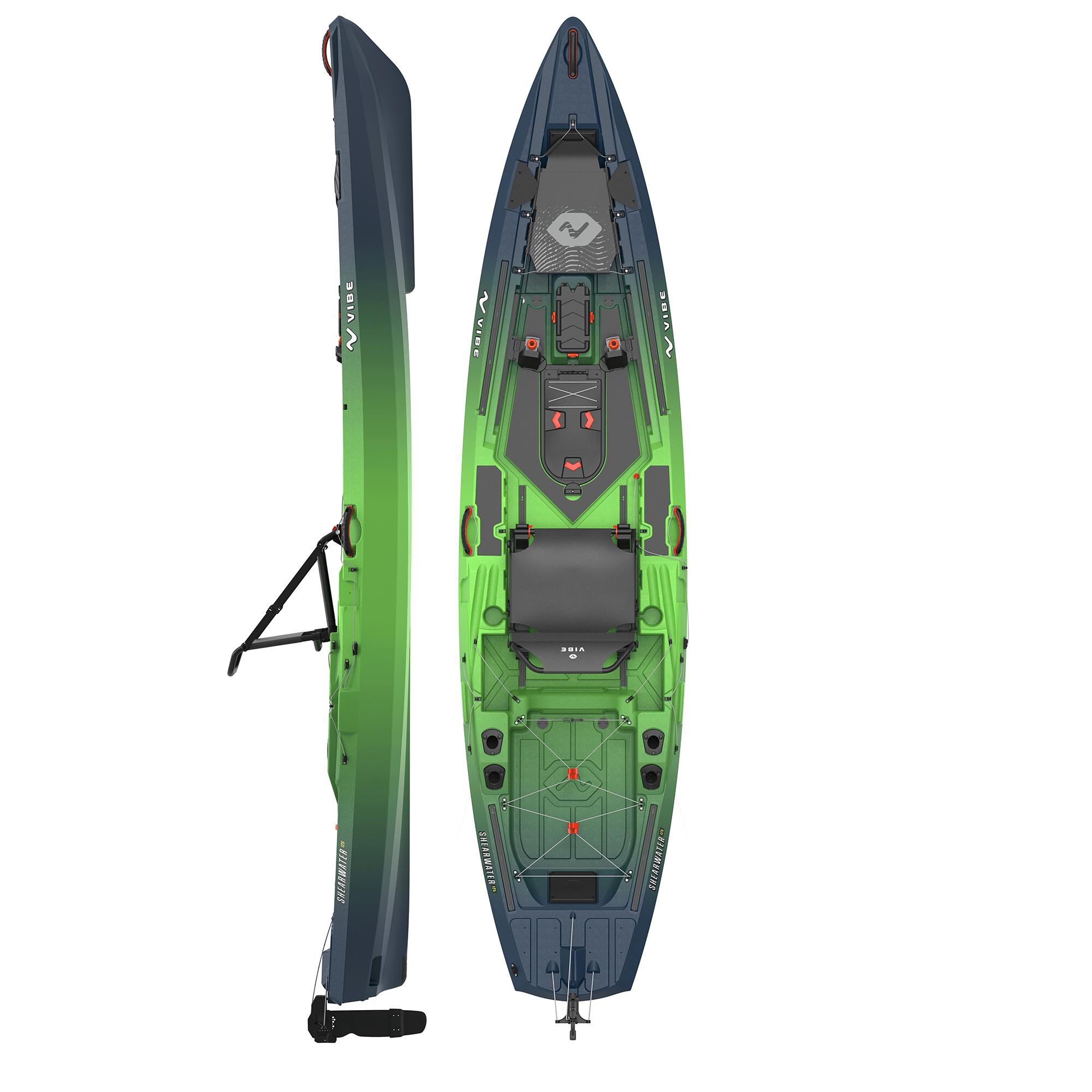 Shearwater 125, Fishing Kayak, Vibe Kayaks, Surge Green at Festive Water Paddlesports