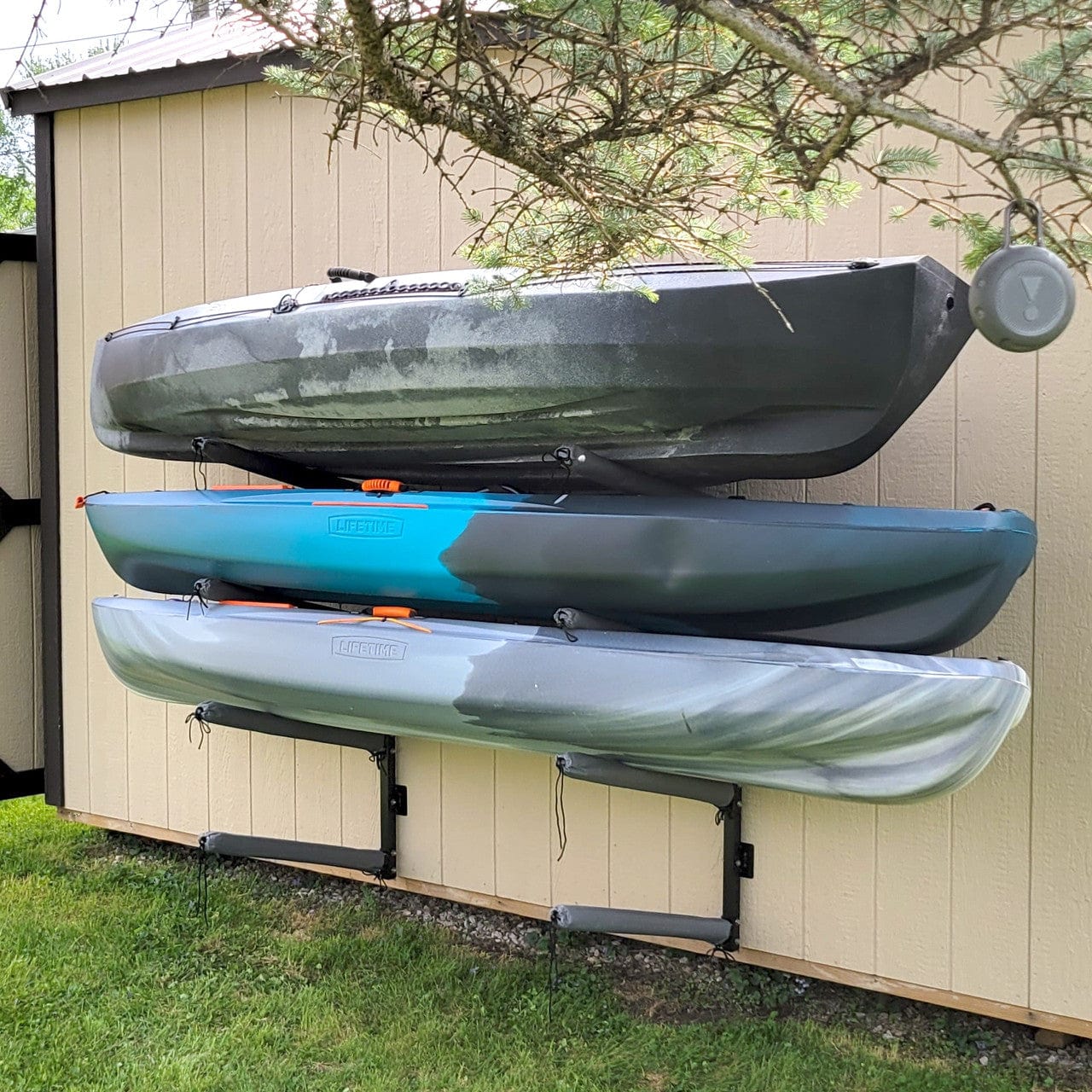 Shenandoah Kayak Storage | Outdoor Adjustable Rack | 4 Levels, Wall Mounted, StoreYourBoard, , , at Festive Water Paddlesports
