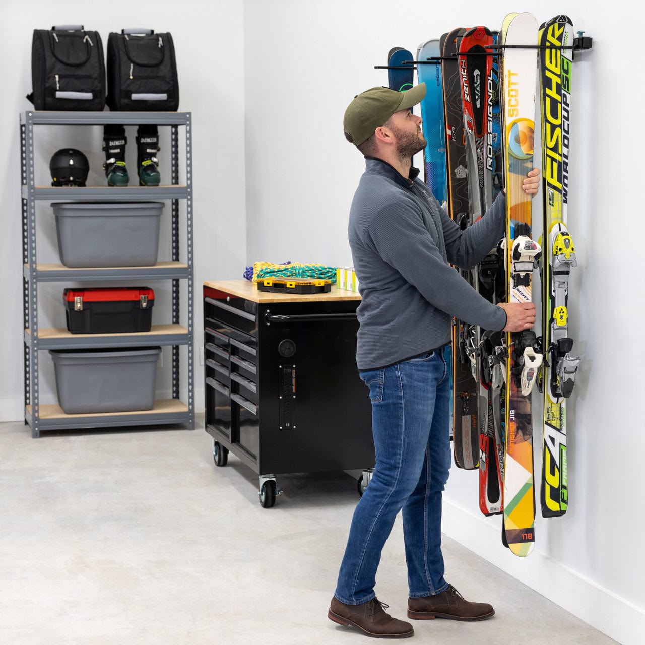 Solitude Ski Rack | Adjustable Wall Storage System | Holds 10 Pairs of Skis, Wall Mounted, StoreYourBoard, , , at Festive Water Paddlesports