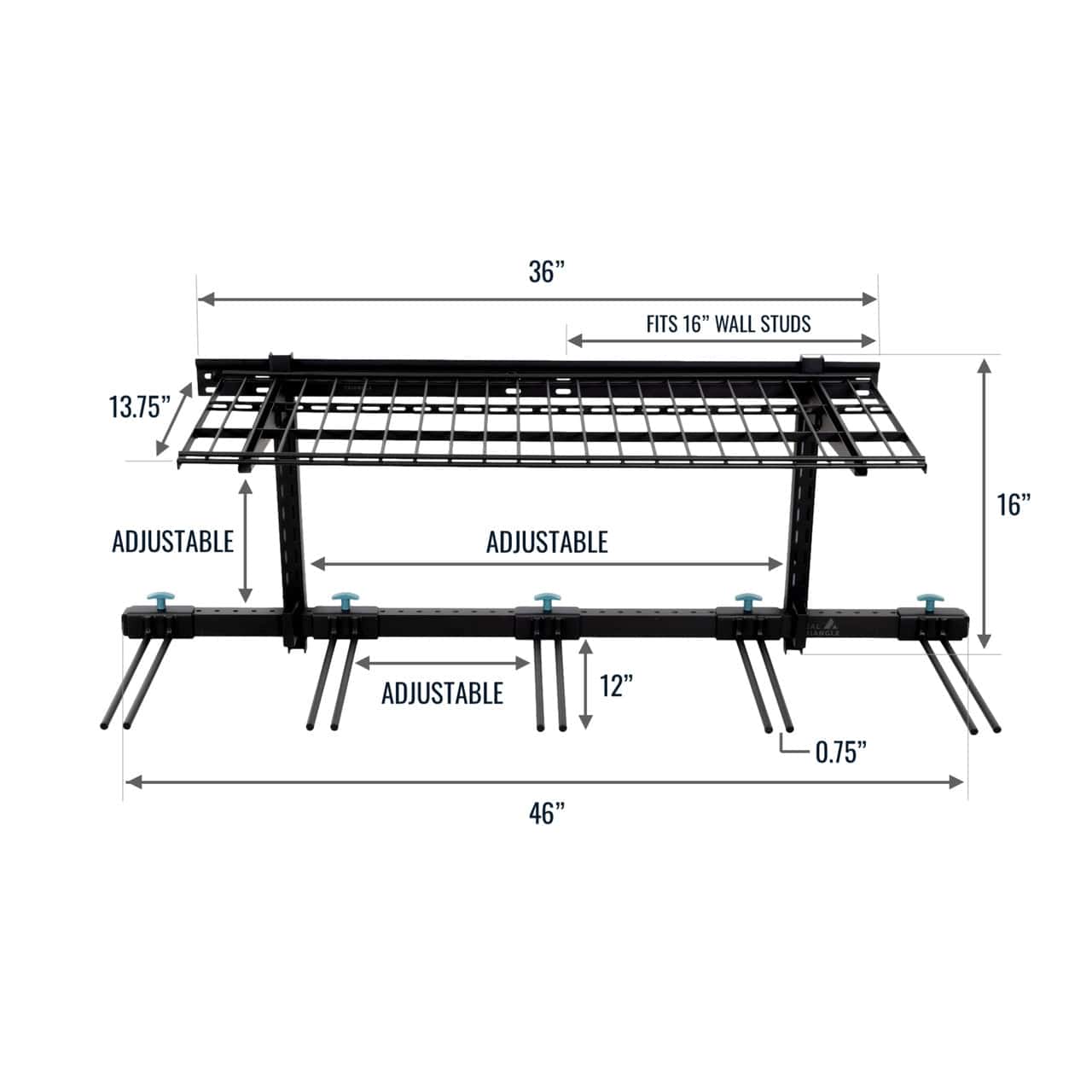 Solitude Ski + Shelf | Adjustable Wall Storage System | Holds 10 Pairs of Skis, Wall Mounted, StoreYourBoard, , , at Festive Water Paddlesports