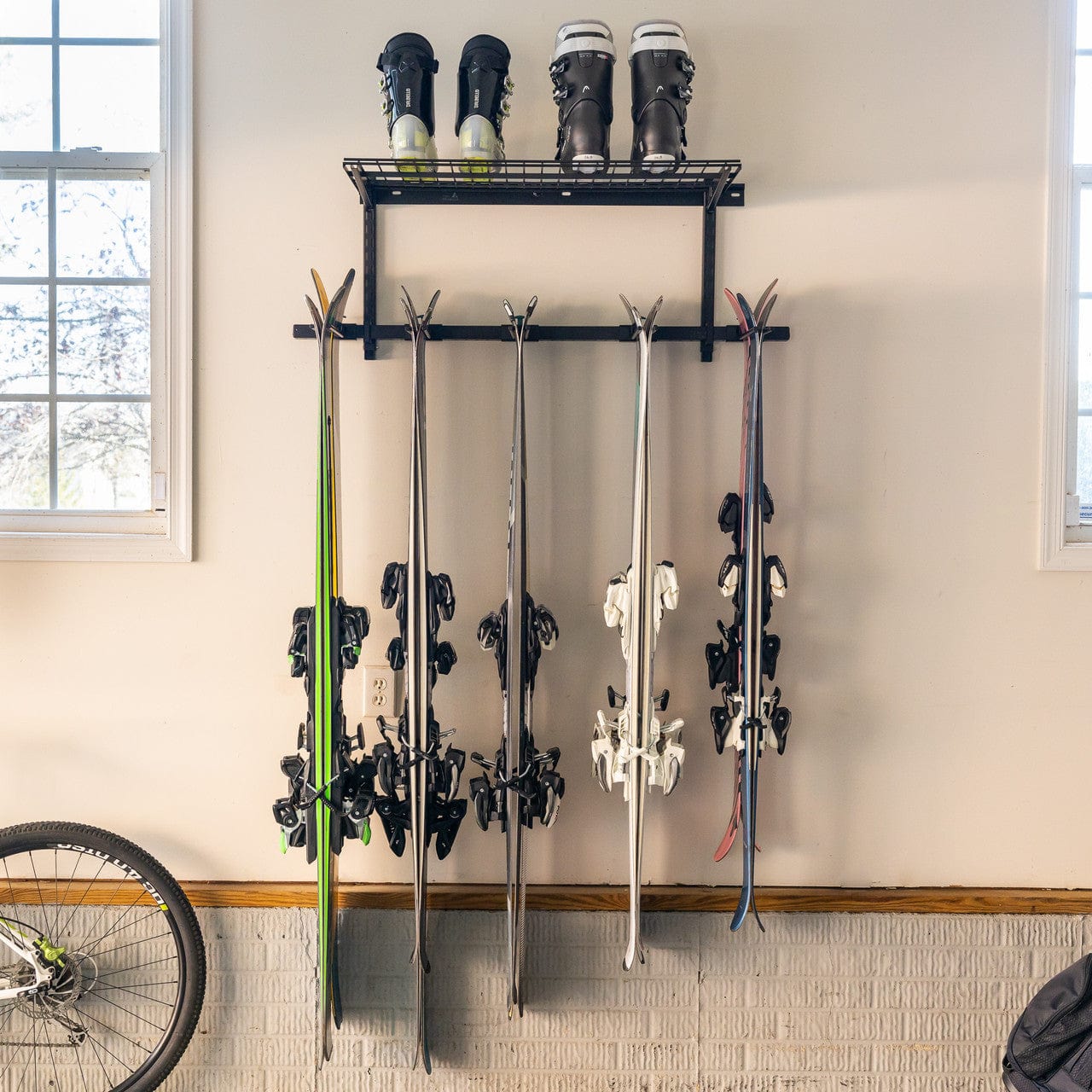 Solitude Ski + Shelf | Adjustable Wall Storage System | Holds 10 Pairs of Skis, Wall Mounted, StoreYourBoard, , , at Festive Water Paddlesports