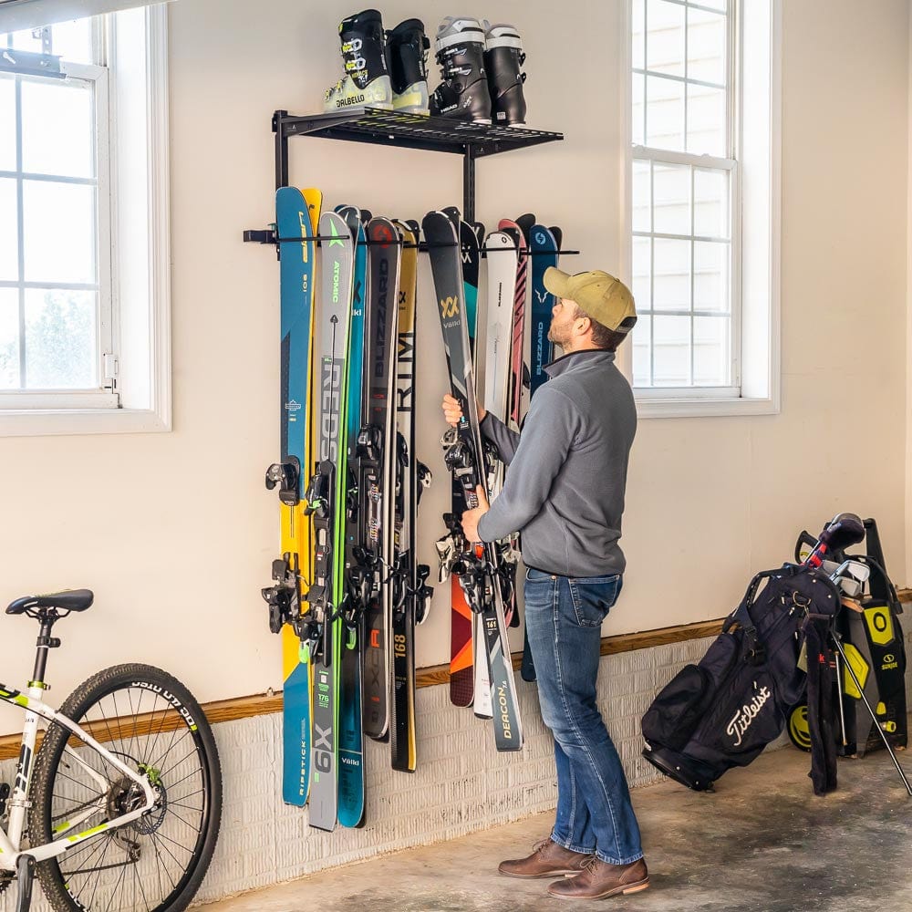 Solitude Ski + Shelf | Adjustable Wall Storage System | Holds 10 Pairs of Skis, Wall Mounted, StoreYourBoard, , , at Festive Water Paddlesports