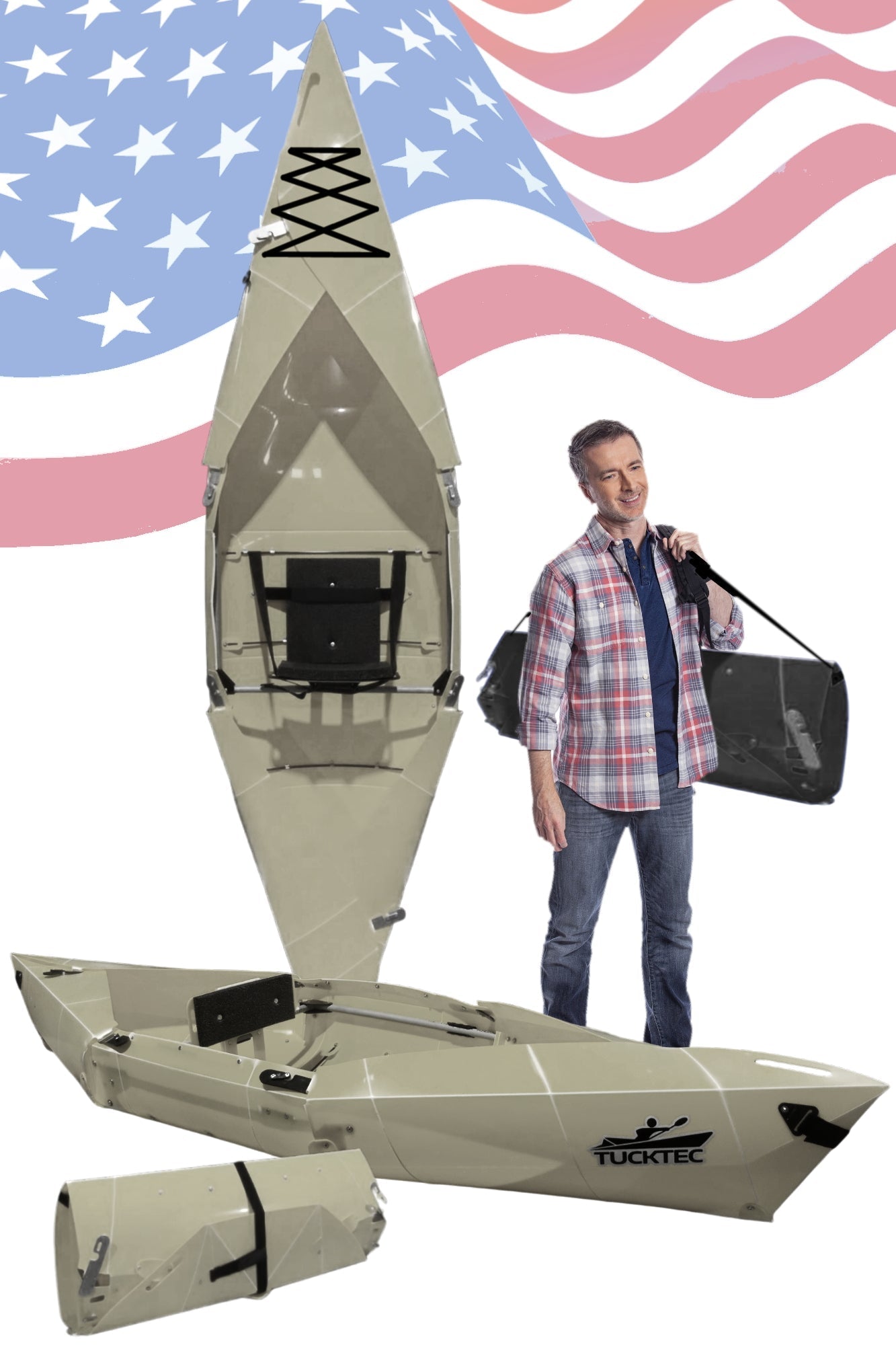 Spring Blowout! Tucktec Pro Folding Kayak | Hard - Shell | 2 - minute Set - up | Foldable, Portable Kayak, Sporting Goods > Outdoor Recreation > Boating & Water Sports > Boating & Rafting >Foldable Kayaks, Tucktec Folding Kayaks, TAN at Festive Water Paddlesports