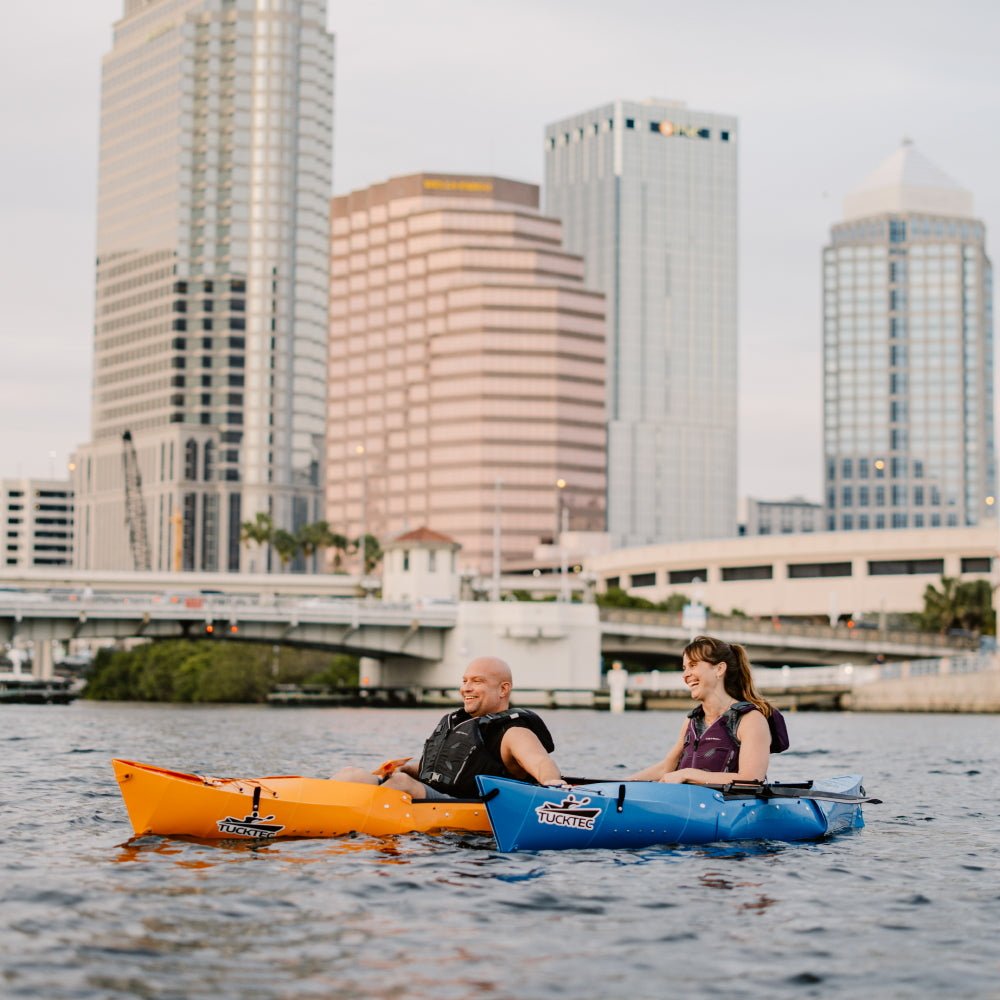 Spring Blowout! Tucktec Pro Folding Kayak | Hard - Shell | 2 - minute Set - up | Foldable, Portable Kayak, Sporting Goods > Outdoor Recreation > Boating & Water Sports > Boating & Rafting >Foldable Kayaks, Tucktec Folding Kayaks, YELLOW at Festive Water Paddlesports