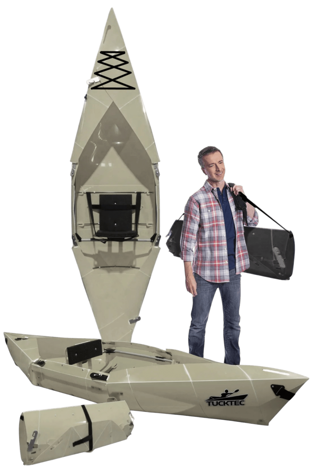 Spring Blowout! Tucktec Pro Folding Kayak | Hard-Shell | 2-minute Set-up | Foldable, Portable Kayak, Sporting Goods > Outdoor Recreation > Boating & Water Sports > Boating & Rafting >Foldable Kayaks, Tucktec Folding Kayaks, TAN at Festive Water Paddlesports