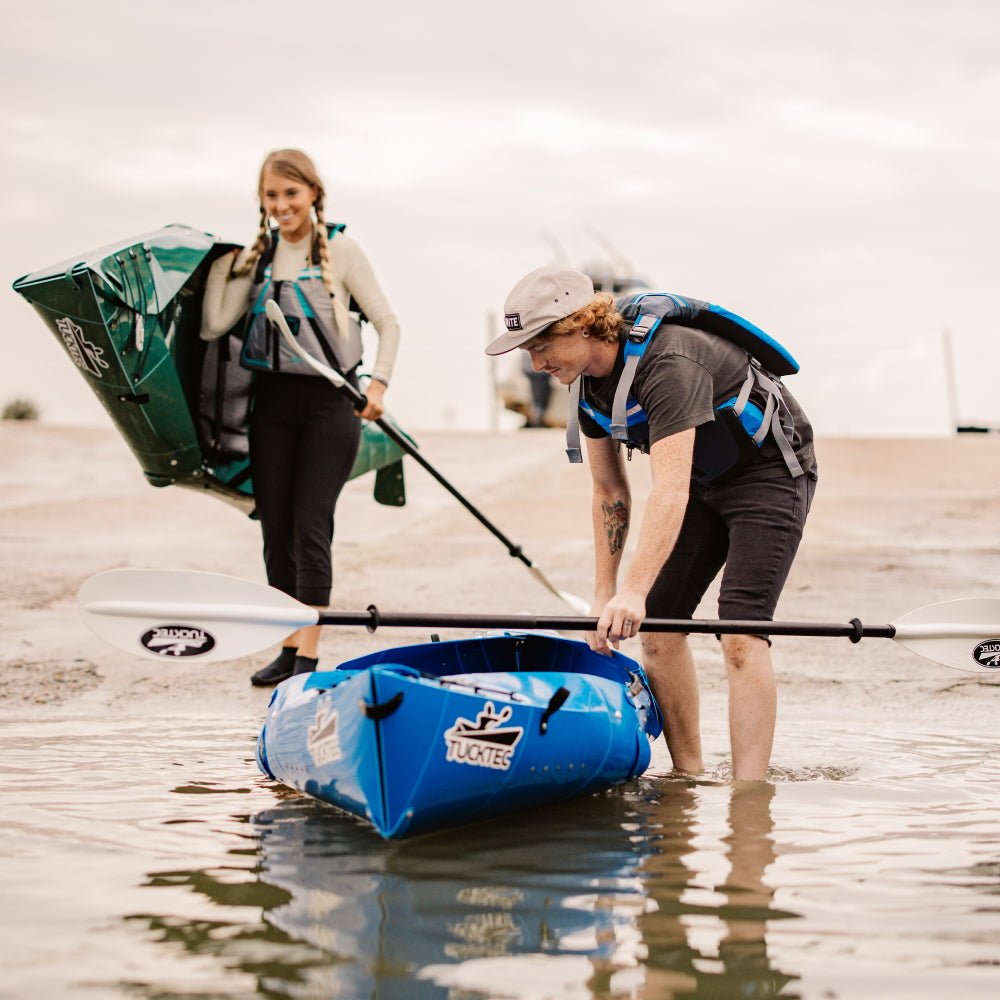 Spring Blowout! Tucktec Pro Folding Kayak | Hard - Shell | 2 - minute Set - up | Foldable, Portable Kayak, Sporting Goods > Outdoor Recreation > Boating & Water Sports > Boating & Rafting >Foldable Kayaks, Tucktec Folding Kayaks, YELLOW at Festive Water Paddlesports