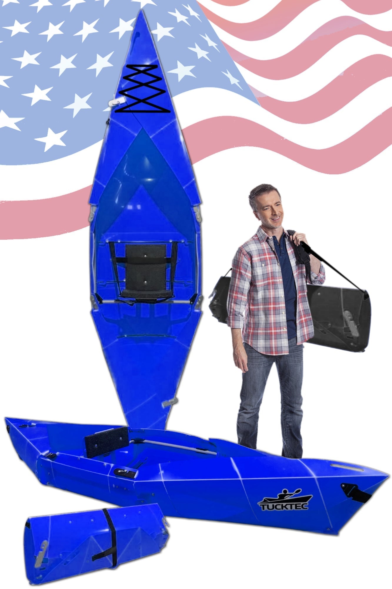 Spring Blowout! Tucktec Pro Folding Kayak | Hard - Shell | 2 - minute Set - up | Foldable, Portable Kayak, Sporting Goods > Outdoor Recreation > Boating & Water Sports > Boating & Rafting >Foldable Kayaks, Tucktec Folding Kayaks, BLUE at Festive Water Paddlesports