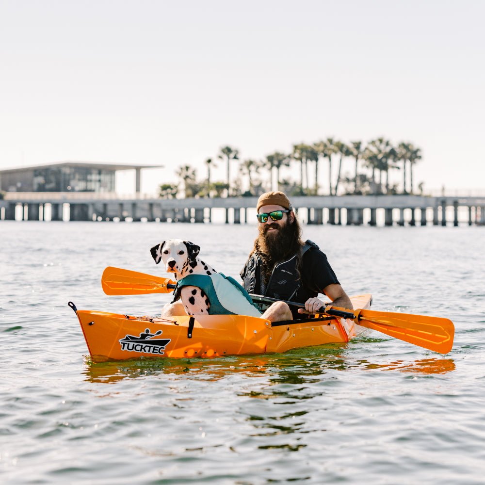 Spring Blowout! Tucktec Pro Folding Kayak | Hard - Shell | 2 - minute Set - up | Foldable, Portable Kayak, Sporting Goods > Outdoor Recreation > Boating & Water Sports > Boating & Rafting >Foldable Kayaks, Tucktec Folding Kayaks, YELLOW at Festive Water Paddlesports