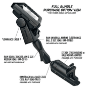 STEADY STICK® 1.5" BALL MOUNT ADAPTER for the OLD TOWN PDL DRIVE, kayak accessory, Steady Stick®, FULL BUNDLE: Steady Stick Housing w/ Ball Mount Adapter + RAM® Mounts 1.5" Ball + Medium Double Socket Arm + Universal Marine Electronics 1.5" Ball at Festive Water Paddlesports