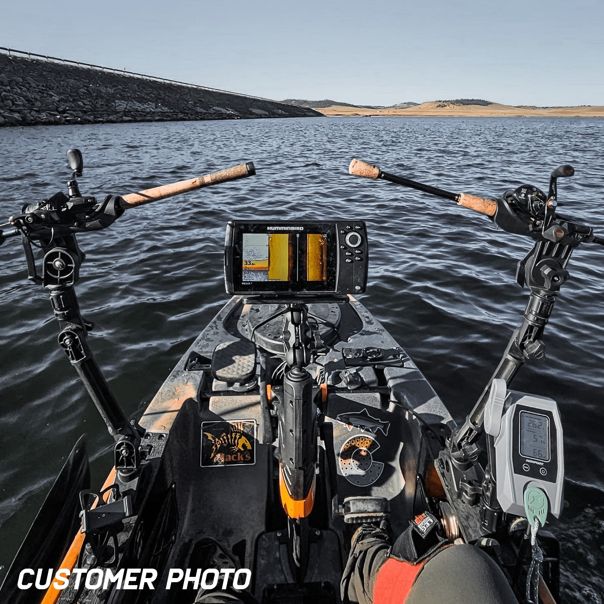 STEADY STICK® 1.5" BALL MOUNT ADAPTER for the OLD TOWN PDL DRIVE, kayak accessory, Steady Stick®, FULL BUNDLE: Steady Stick Housing w/ Ball Mount Adapter + RAM® Mounts 1.5" Ball + Medium Double Socket Arm + Universal Marine Electronics 1.5" Ball at Festive Water Paddlesports