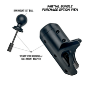 STEADY STICK® 1.5" BALL MOUNT ADAPTER for the OLD TOWN PDL DRIVE, kayak accessory, Steady Stick®, PARTIAL BUNDLE: Steady Stick Housing w/ Ball Mount Adapter + RAM® Mounts 1.5" Ball at Festive Water Paddlesports