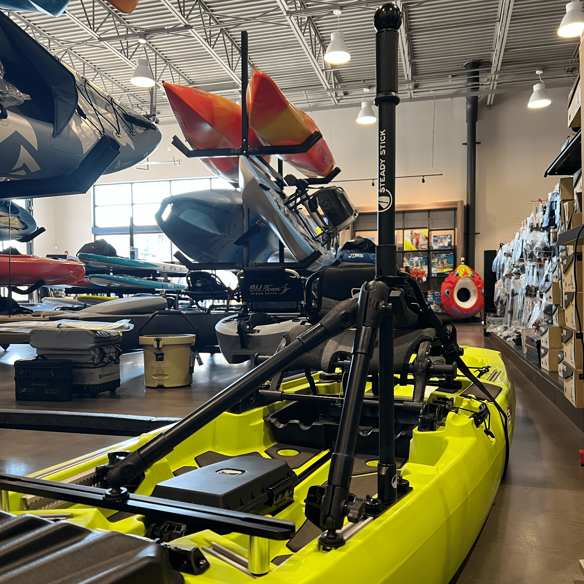 STEADY STICK® for the BONAFIDE SS127, kayak accessory, Steady Stick®, Configuration 1 (w/ crossbar) at Festive Water Paddlesports