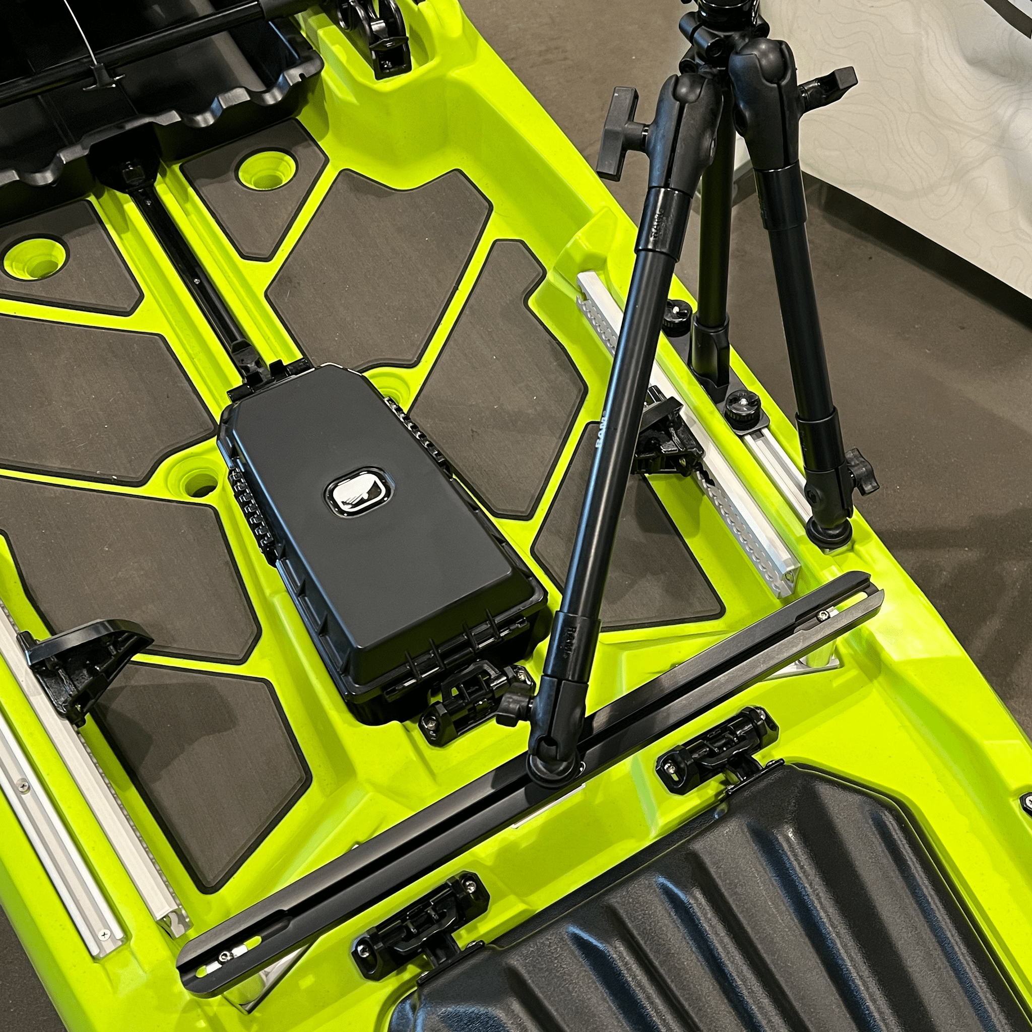 STEADY STICK® for the BONAFIDE SS127, kayak accessory, Steady Stick®, Configuration 1 (w/ crossbar) at Festive Water Paddlesports