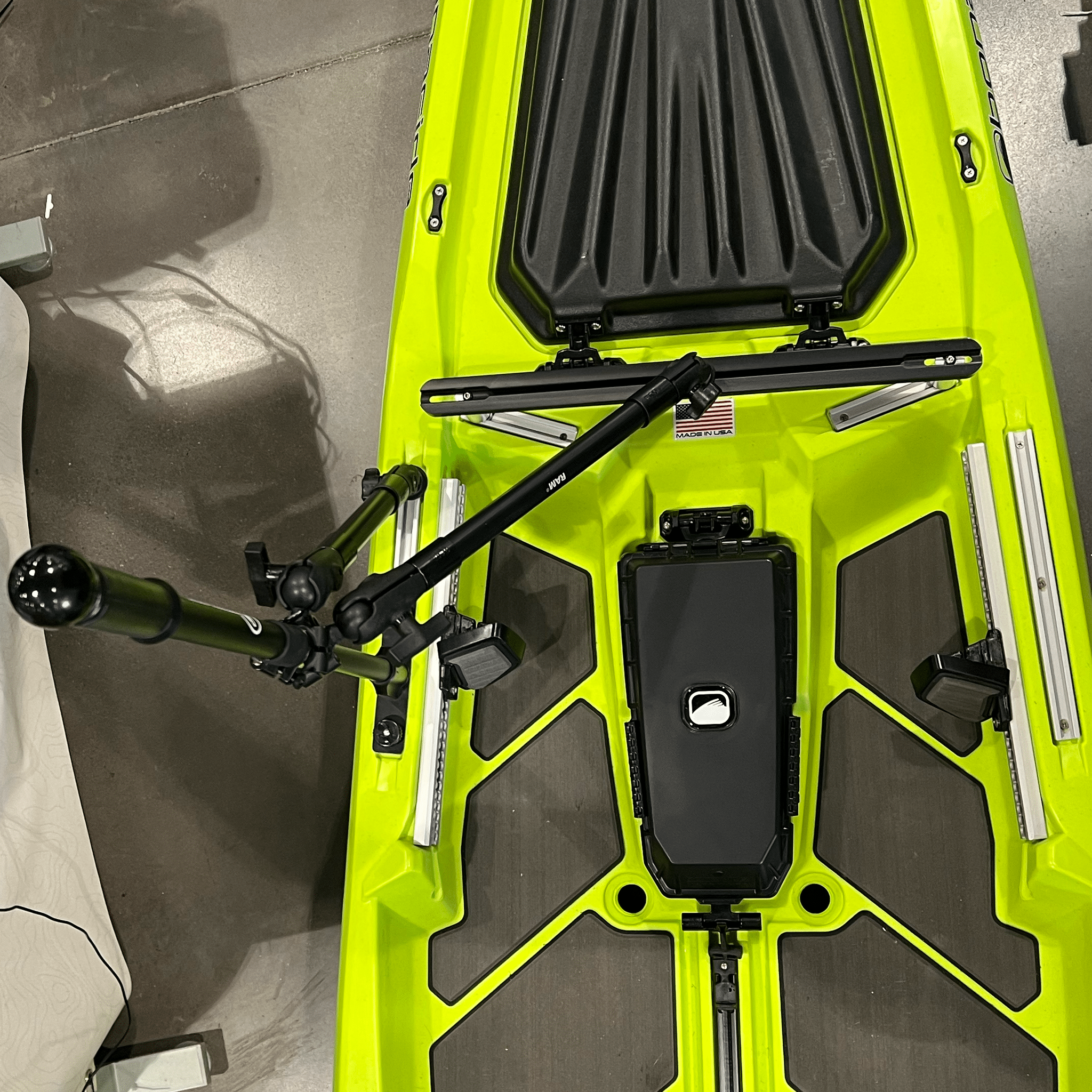 STEADY STICK® for the BONAFIDE SS127, kayak accessory, Steady Stick®, Configuration 1 (w/ crossbar) at Festive Water Paddlesports