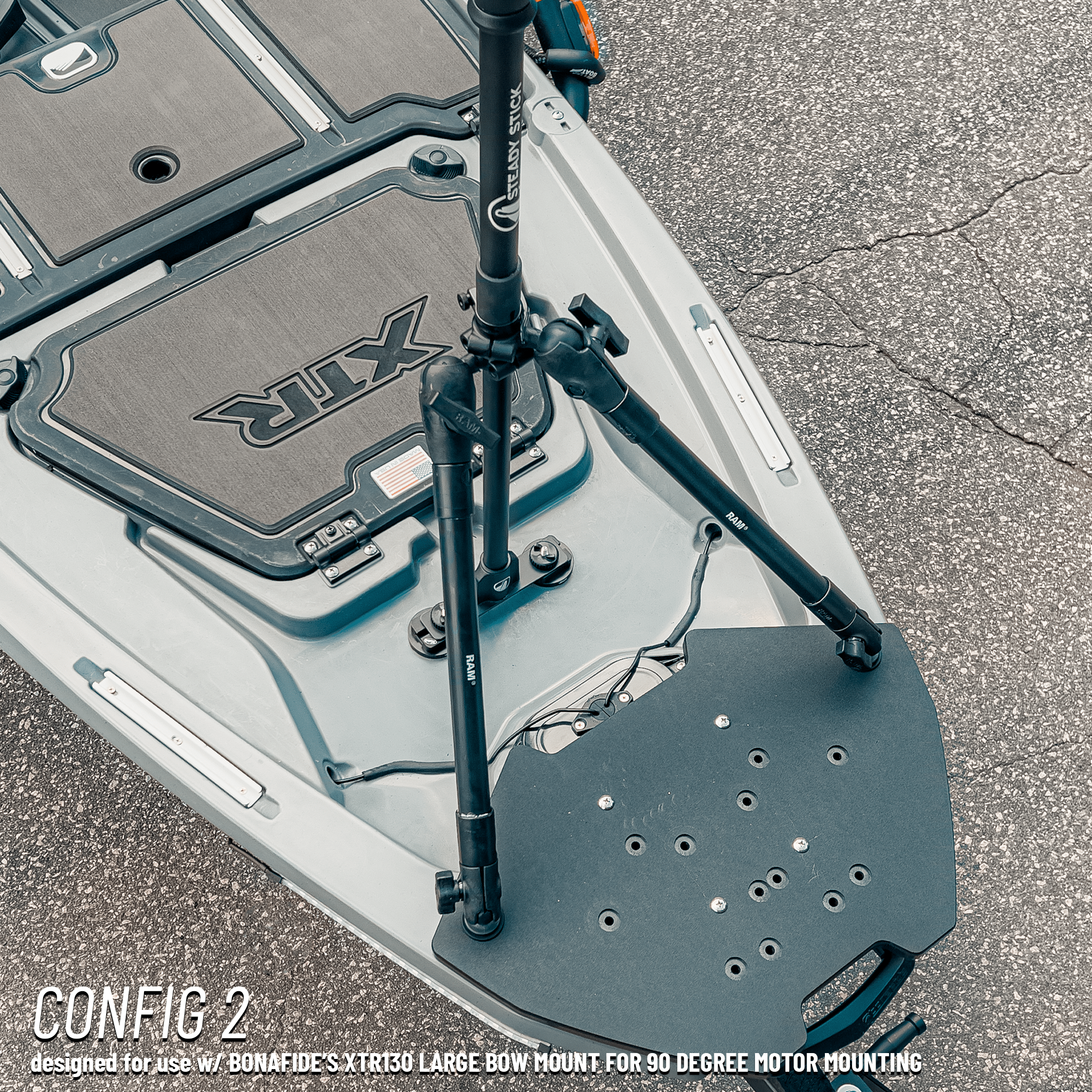 STEADY STICK® for the BONAFIDE XTR 130, kayak accessory, Steady Stick®, Configuration 2 at Festive Water Paddlesports
