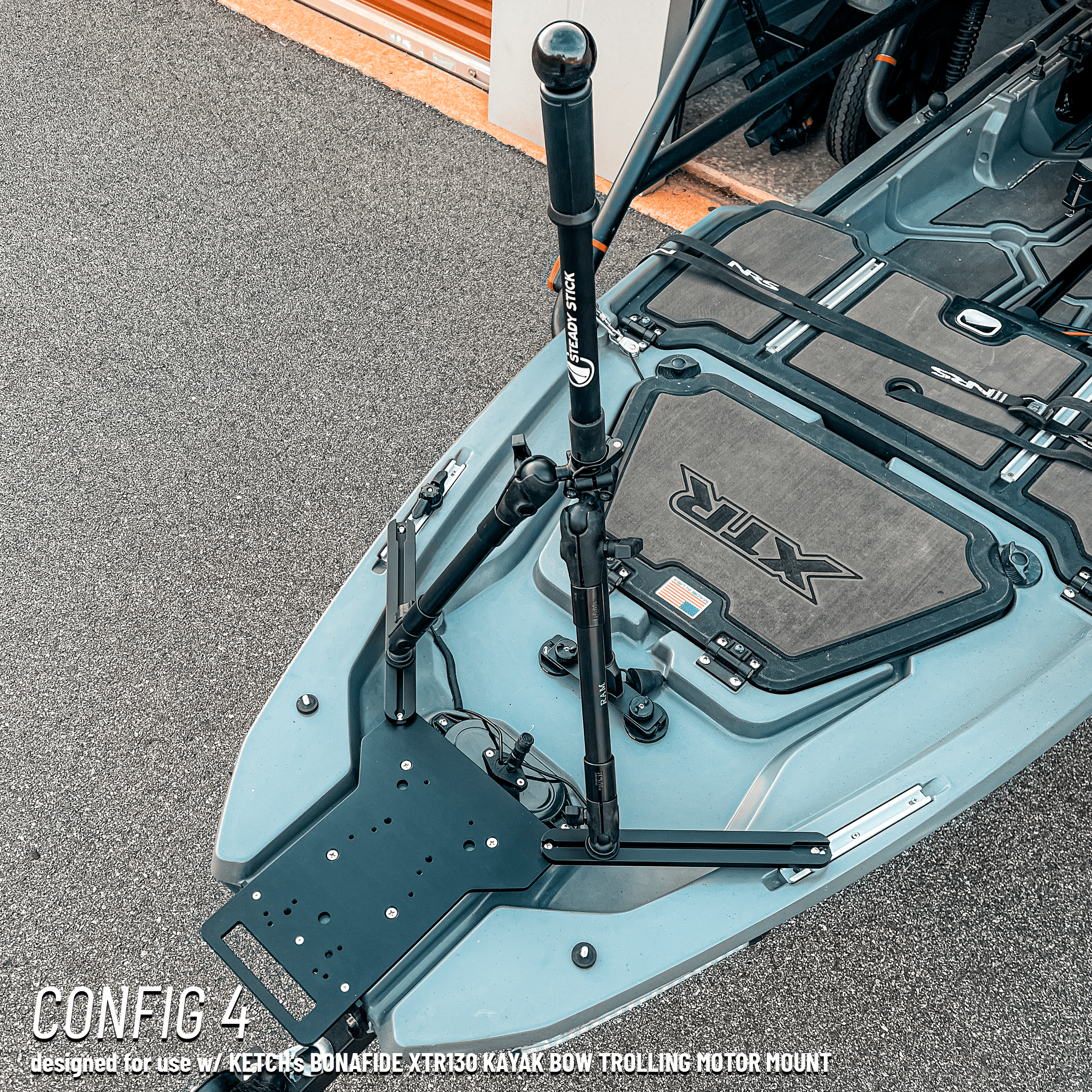 STEADY STICK® for the BONAFIDE XTR 130, kayak accessory, Steady Stick®, Configuration 4 at Festive Water Paddlesports