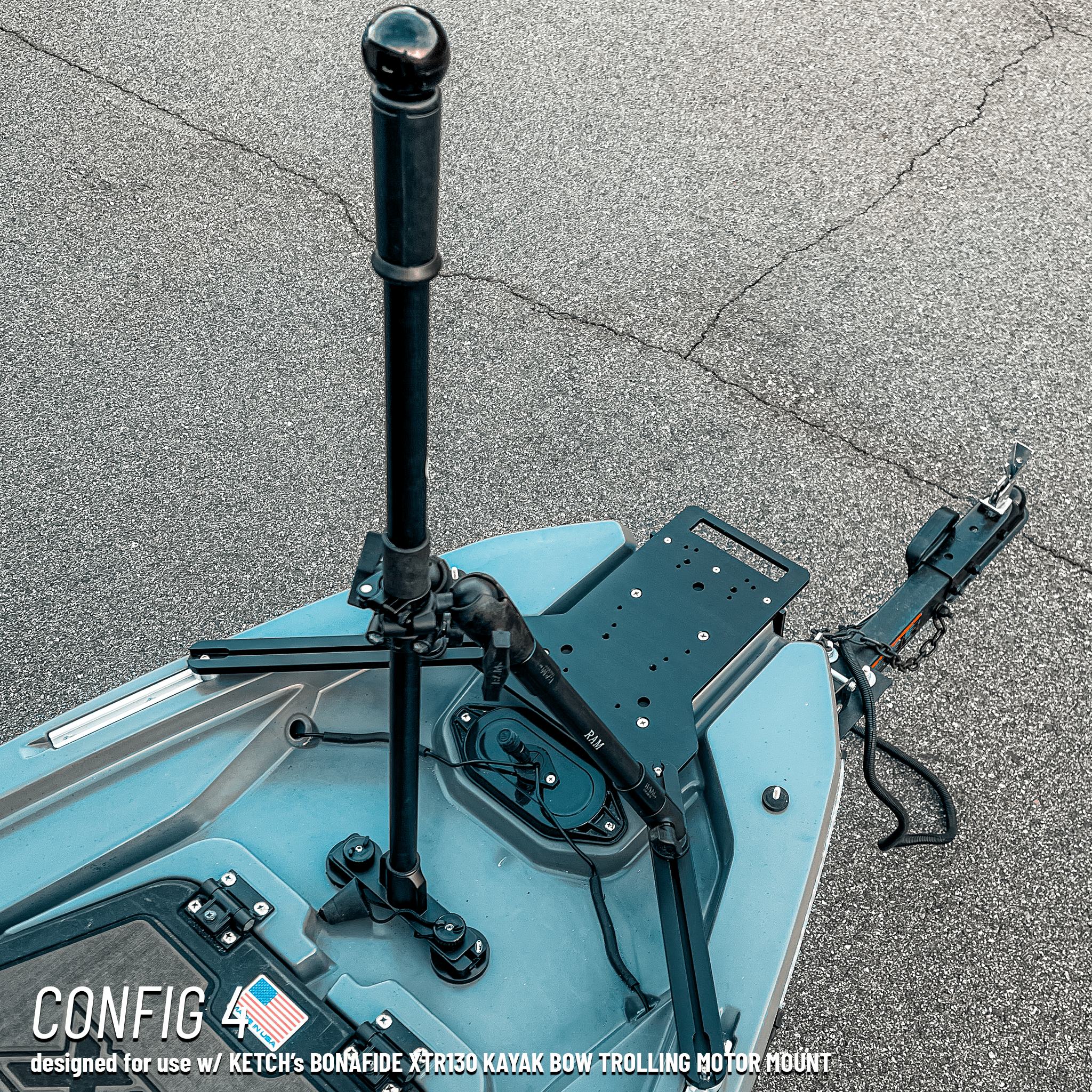 STEADY STICK® for the BONAFIDE XTR 130, kayak accessory, Steady Stick®, Configuration 4 at Festive Water Paddlesports