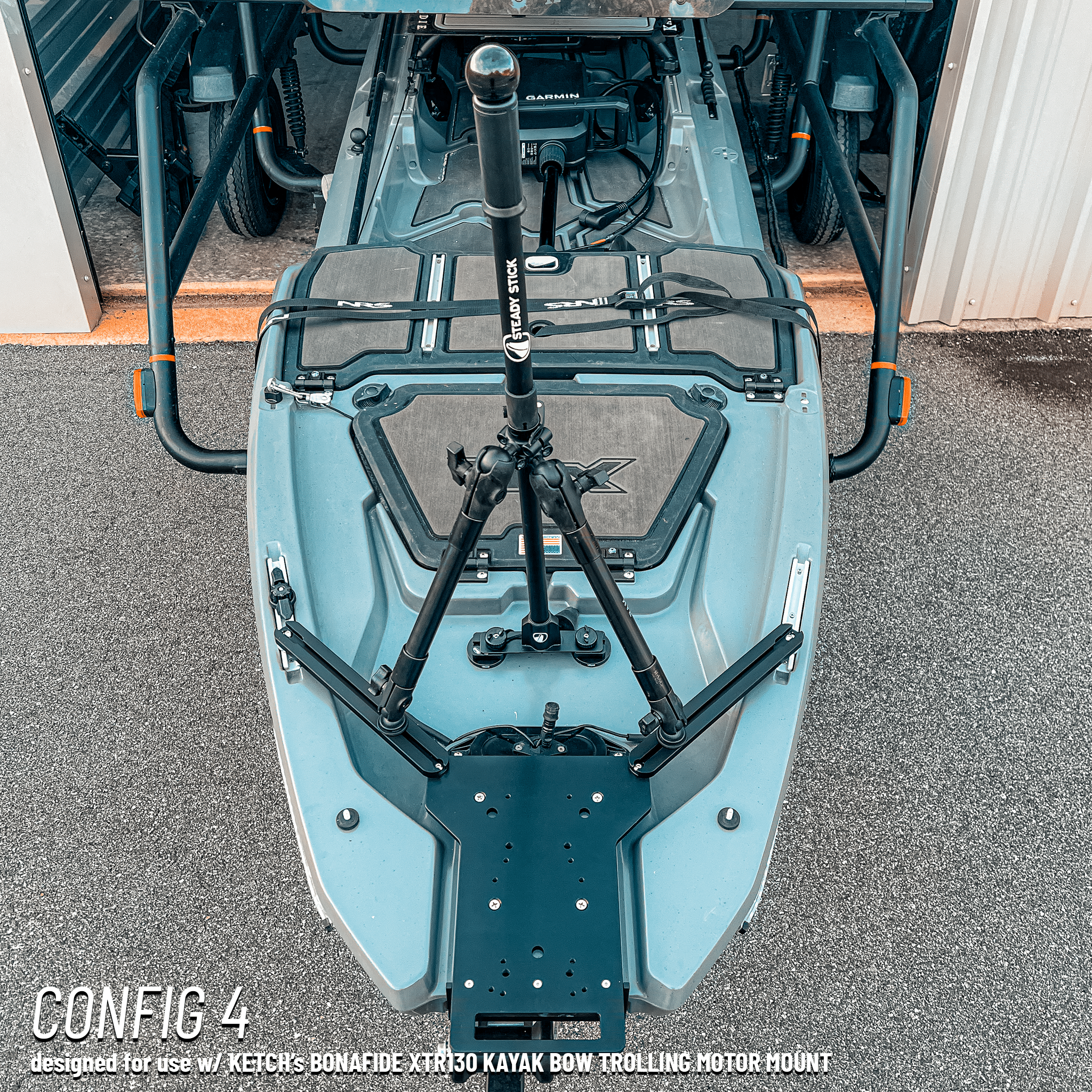 STEADY STICK® for the BONAFIDE XTR 130, kayak accessory, Steady Stick®, Configuration 4 at Festive Water Paddlesports