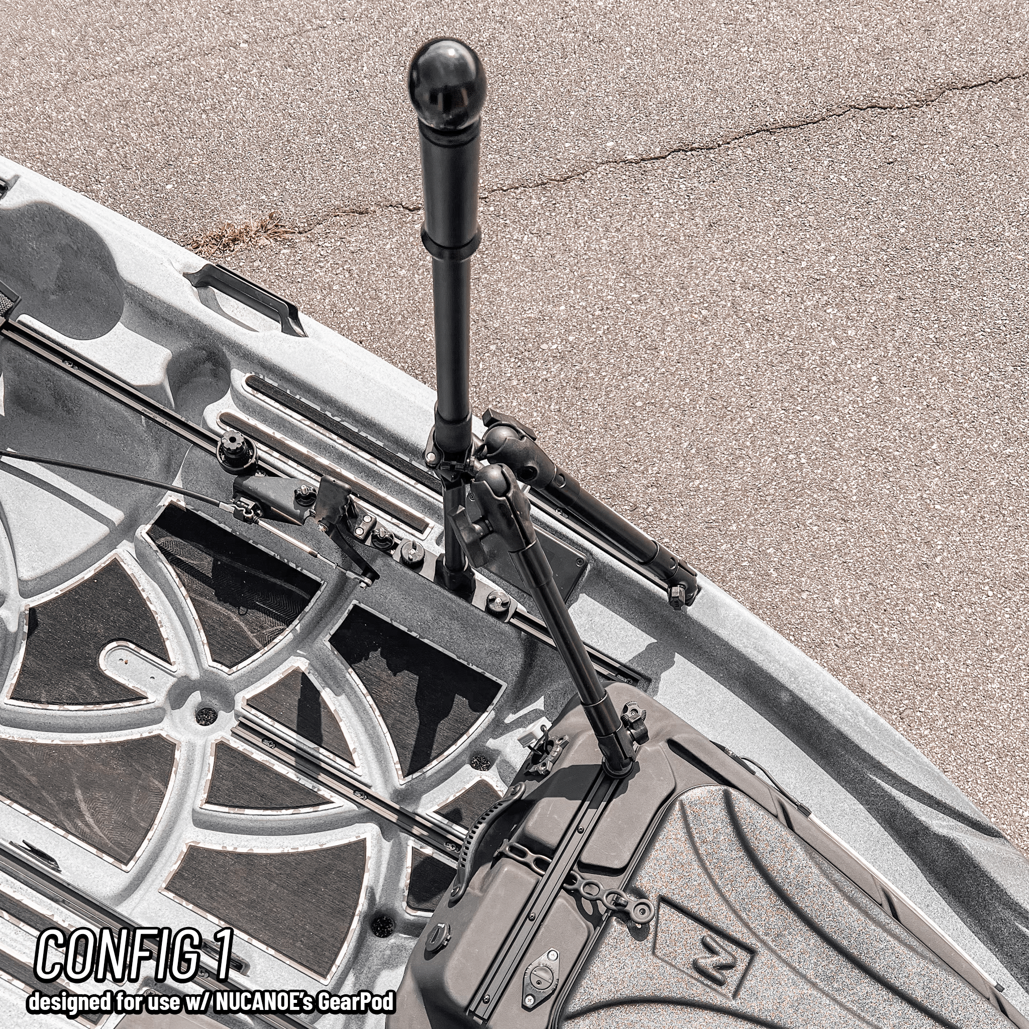 STEADY STICK® for the NUCANOE U10, kayak accessory, Steady Stick®, Configuration 1 at Festive Water Paddlesports