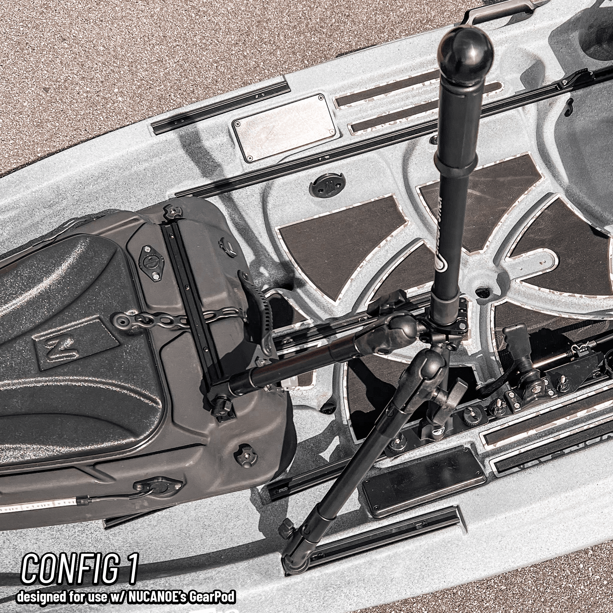 STEADY STICK® for the NUCANOE U10, kayak accessory, Steady Stick®, Configuration 1 at Festive Water Paddlesports