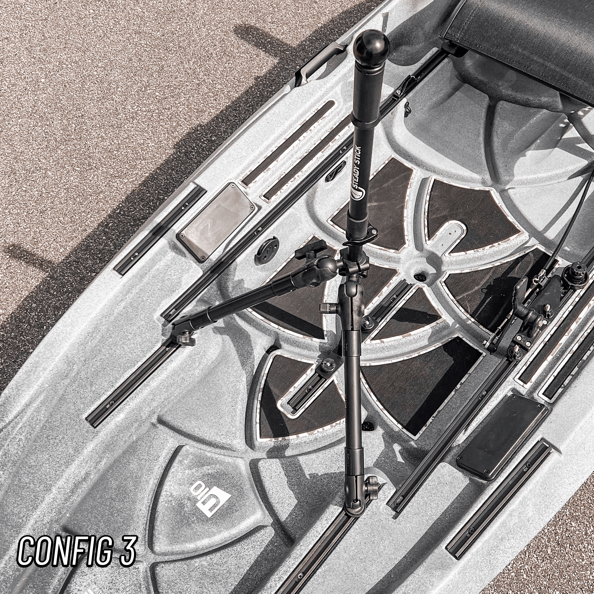 STEADY STICK® for the NUCANOE U10, kayak accessory, Steady Stick®, Configuration 2 at Festive Water Paddlesports