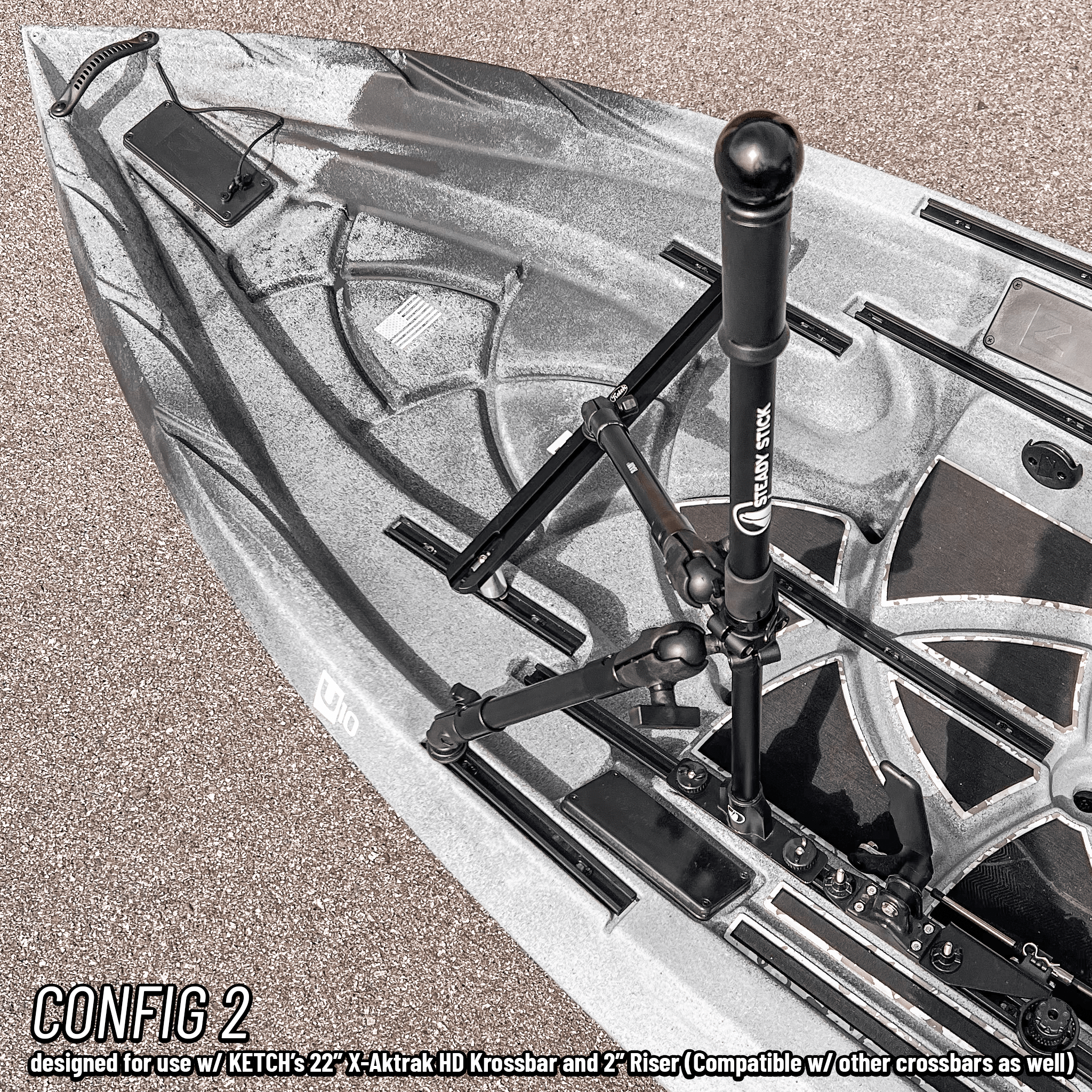 STEADY STICK® for the NUCANOE U10, kayak accessory, Steady Stick®, Configuration 2 at Festive Water Paddlesports