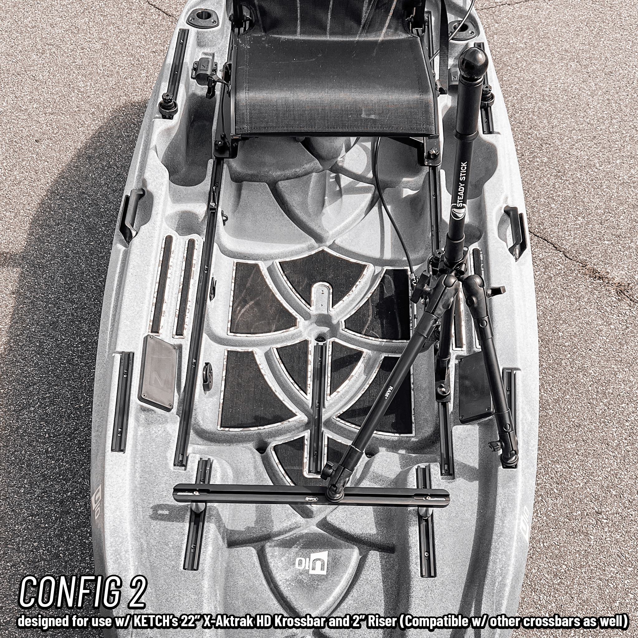 STEADY STICK® for the NUCANOE U10, kayak accessory, Steady Stick®, Configuration 2 at Festive Water Paddlesports