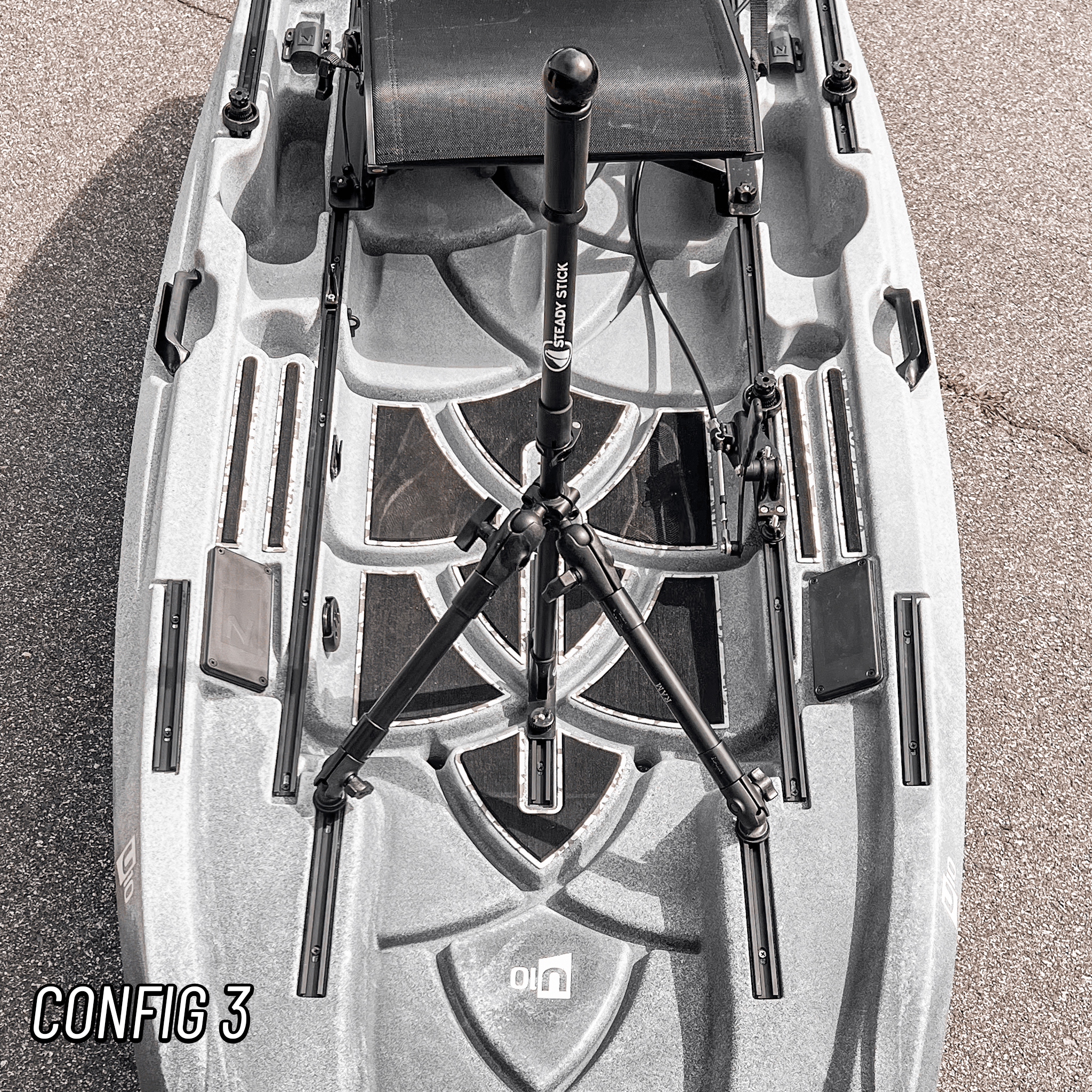 STEADY STICK® for the NUCANOE U10, kayak accessory, Steady Stick®, Configuration 3 at Festive Water Paddlesports