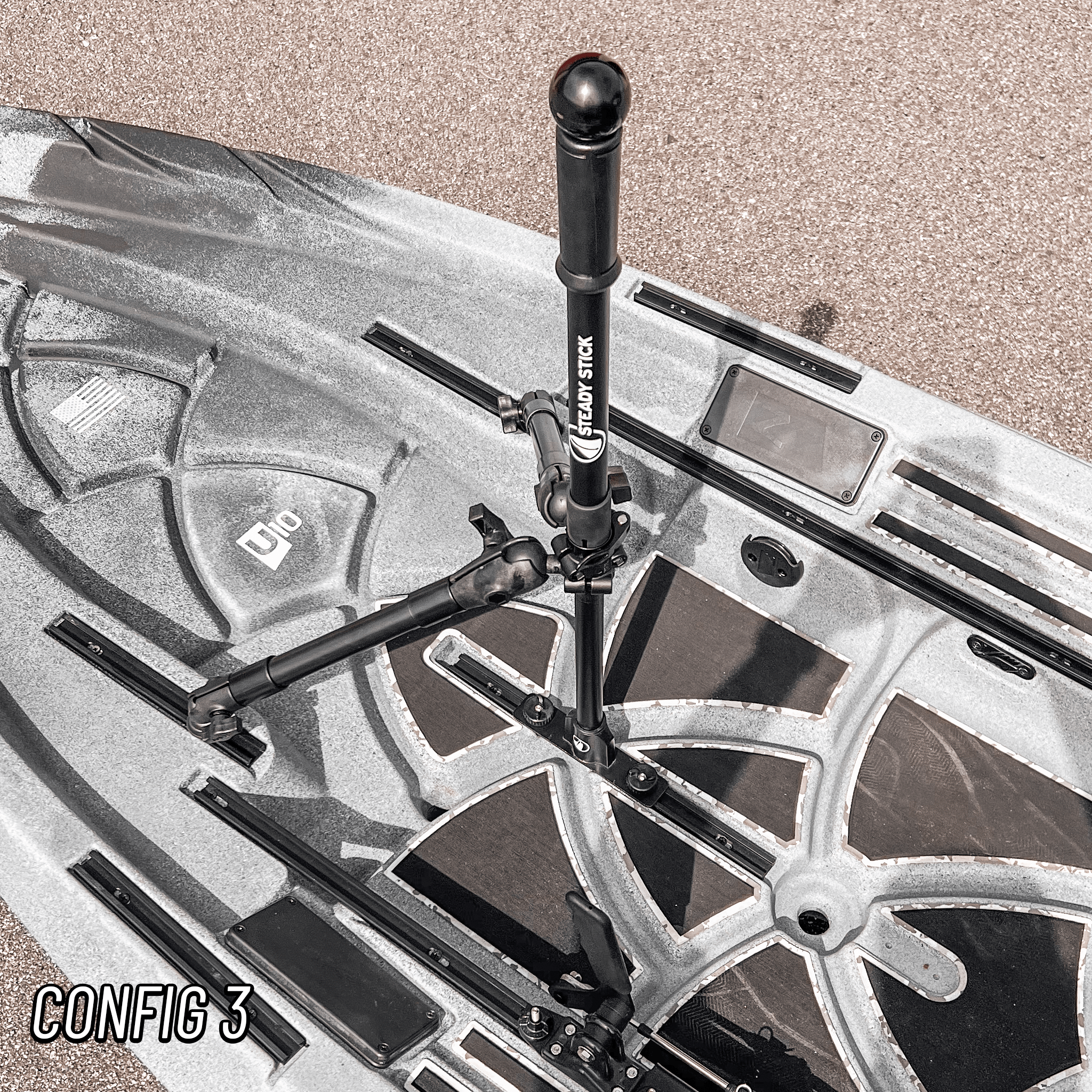 STEADY STICK® for the NUCANOE U10, kayak accessory, Steady Stick®, Configuration 3 at Festive Water Paddlesports