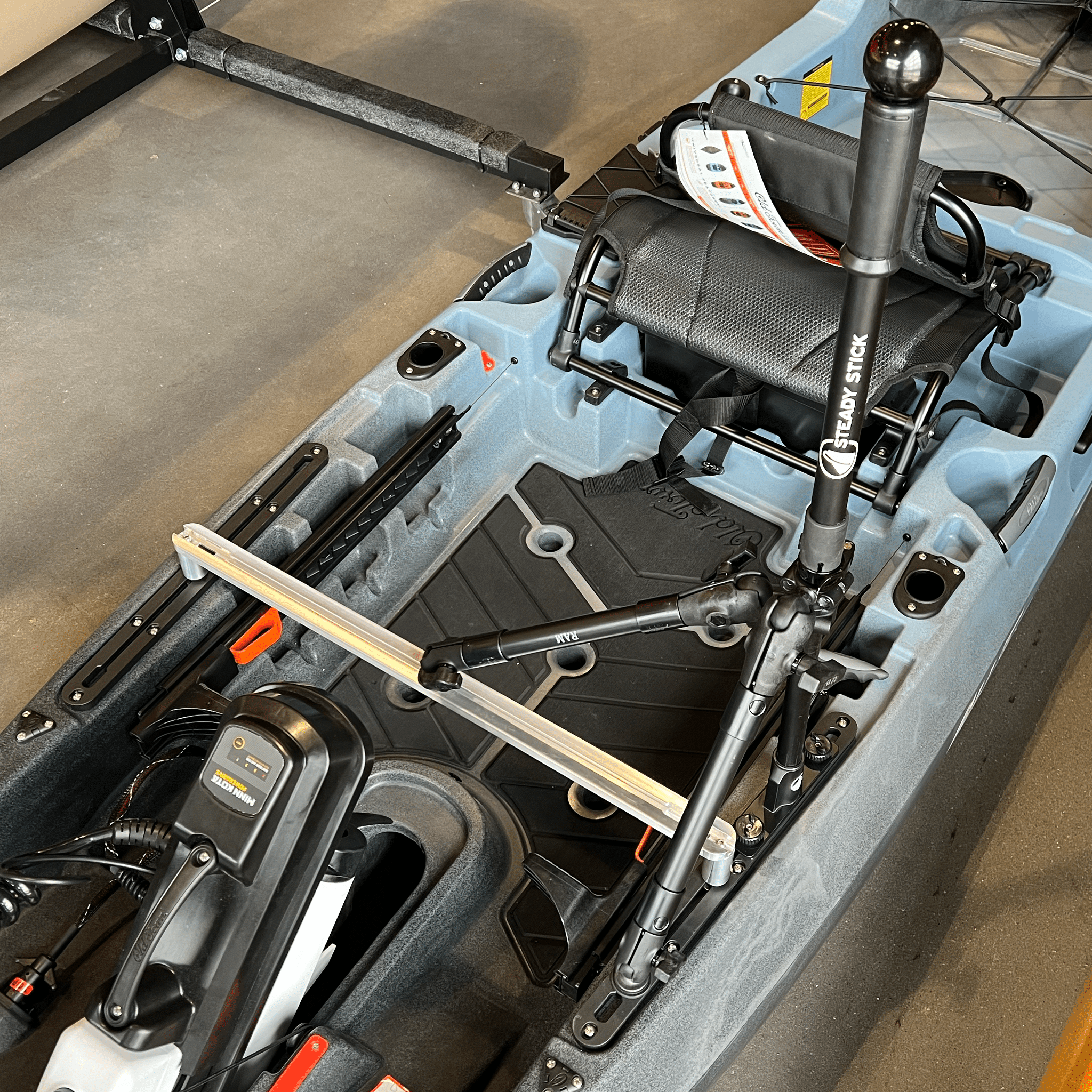 STEADY STICK® for the OLD TOWN AUTOPILOT, kayak accessory, Steady Stick®, Configuration 1 (w/ crossbar) at Festive Water Paddlesports