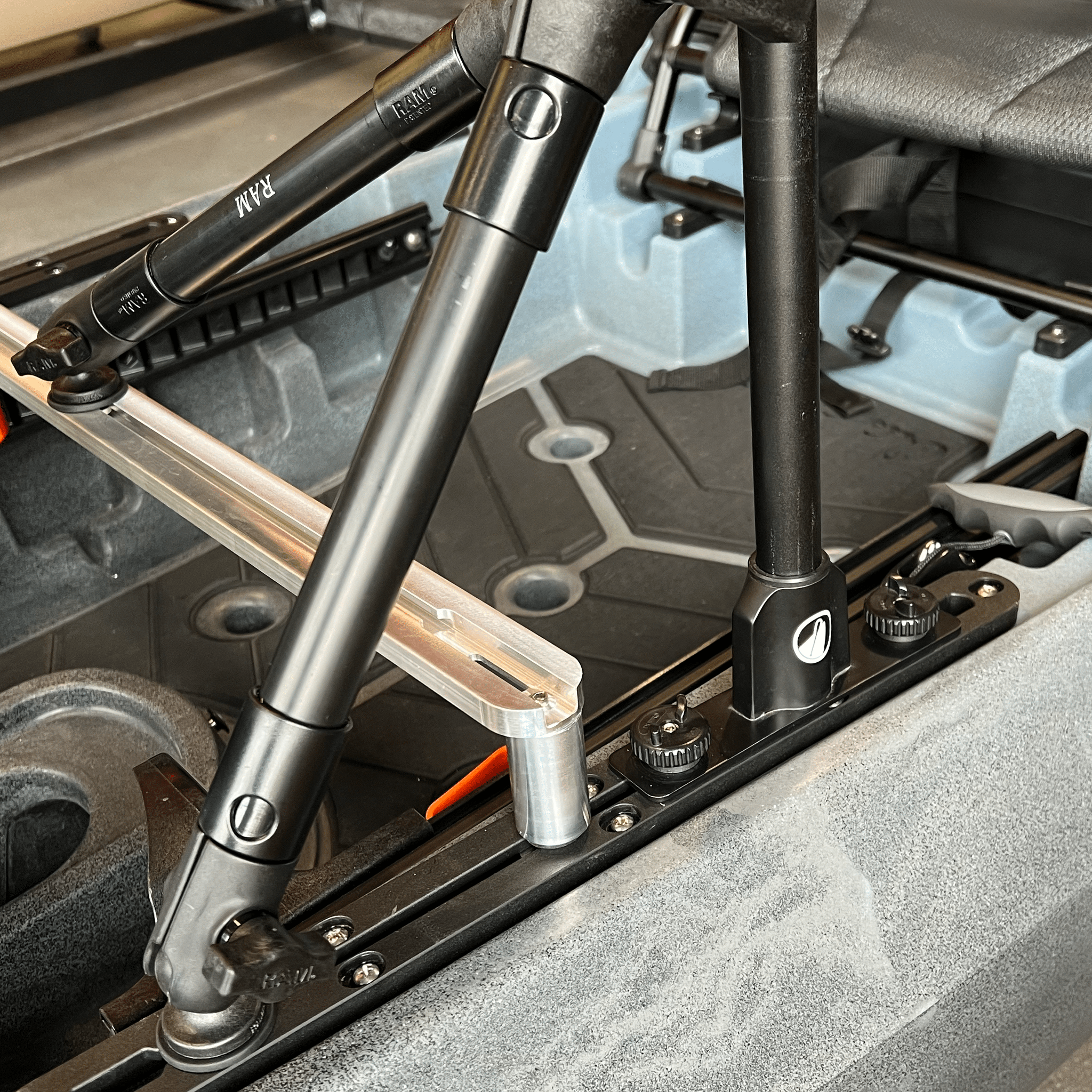 STEADY STICK® for the OLD TOWN AUTOPILOT, kayak accessory, Steady Stick®, Configuration 1 (w/ crossbar) at Festive Water Paddlesports