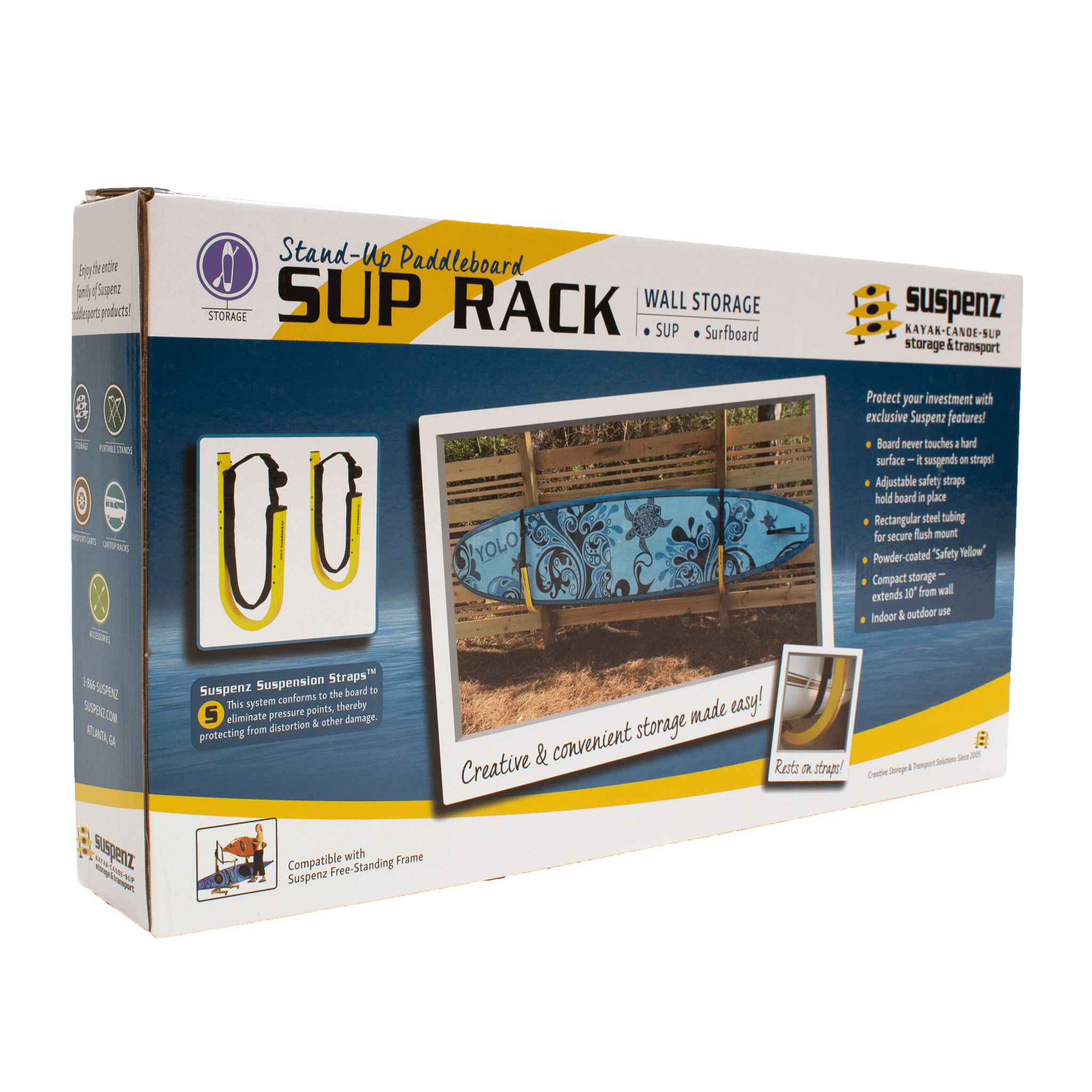 SUP Rack, Wall Storage, Suspenz, Marine Grade Black at Festive Water Paddlesports