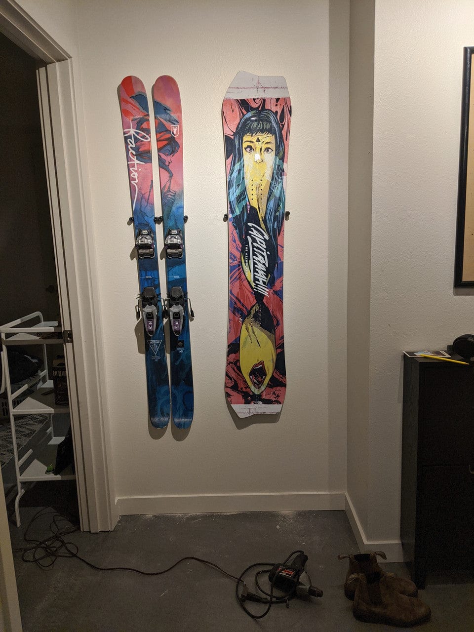 The Cinch Snowboard Display | Floating Rack | 2 Boards, Wall Mounted, StoreYourBoard, , , at Festive Water Paddlesports