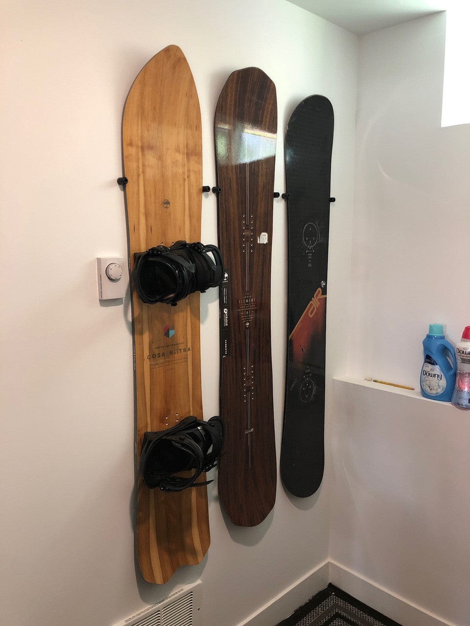 The Cinch Snowboard Display | Floating Rack | 2 Boards, Wall Mounted, StoreYourBoard, , , at Festive Water Paddlesports