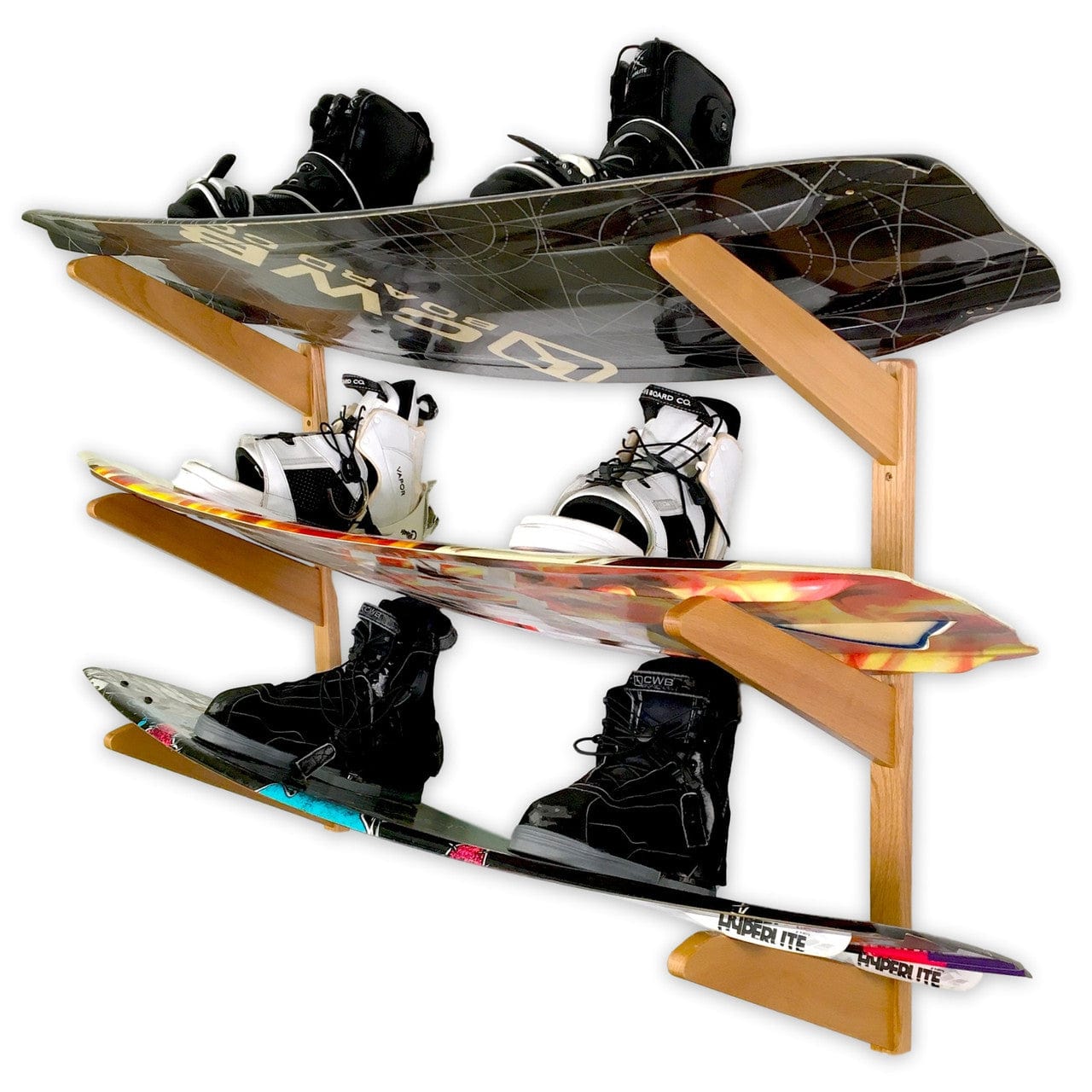 TidyTimber Wakeboard Storage Wood Rack | Holds 3 Wakeboards, Wall Mounted, StoreYourBoard, , , at Festive Water Paddlesports