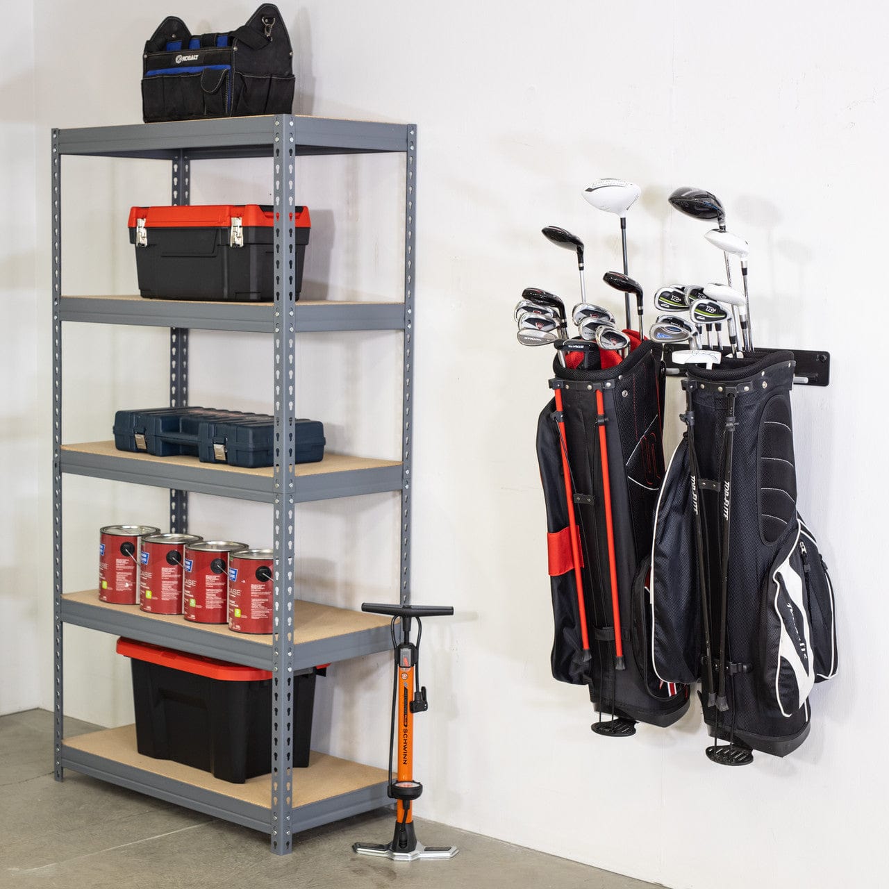 Torrey Pines Golf Bag Storage Rack | Holds 2 Golf Bags, Wall Mounted, StoreYourBoard, , , at Festive Water Paddlesports