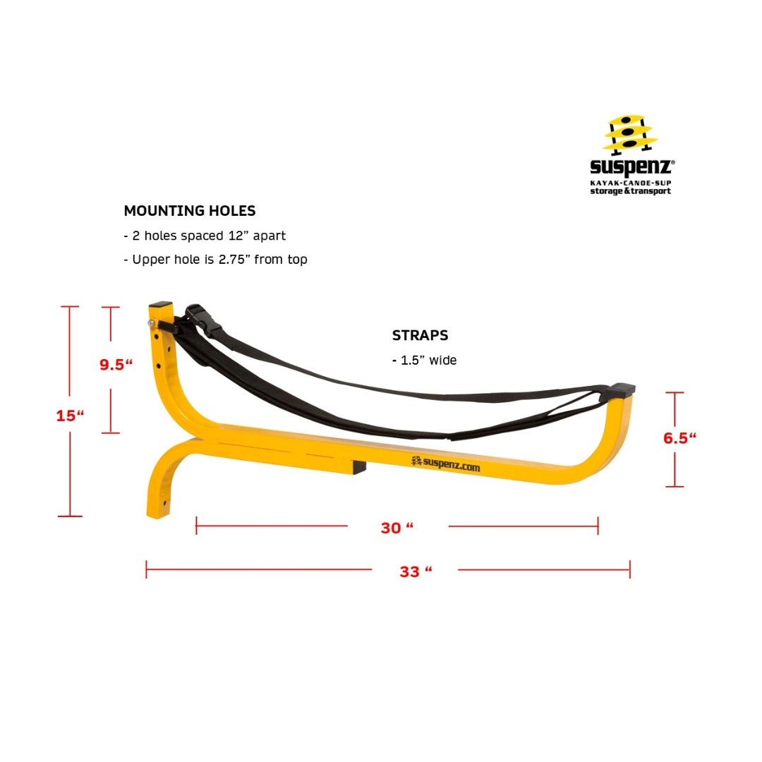 Universal FLAT Rack, Wall Storage, Suspenz, Marine Grade Black at Festive Water Paddlesports