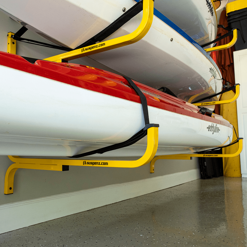 Universal FLAT Rack, Wall Storage, Suspenz, Safety Yellow at Festive Water Paddlesports