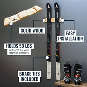 Vail Ski Display | Minimalist Wood Rack | Medium, Wall Mounted, StoreYourBoard, , , at Festive Water Paddlesports