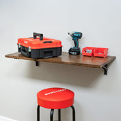 Wakefield Foldable Workbench | Dark Wood Tabletop with Black Brackets | Heavy - Duty Table, Wall Mounted, StoreYourBoard, , , at Festive Water Paddlesports