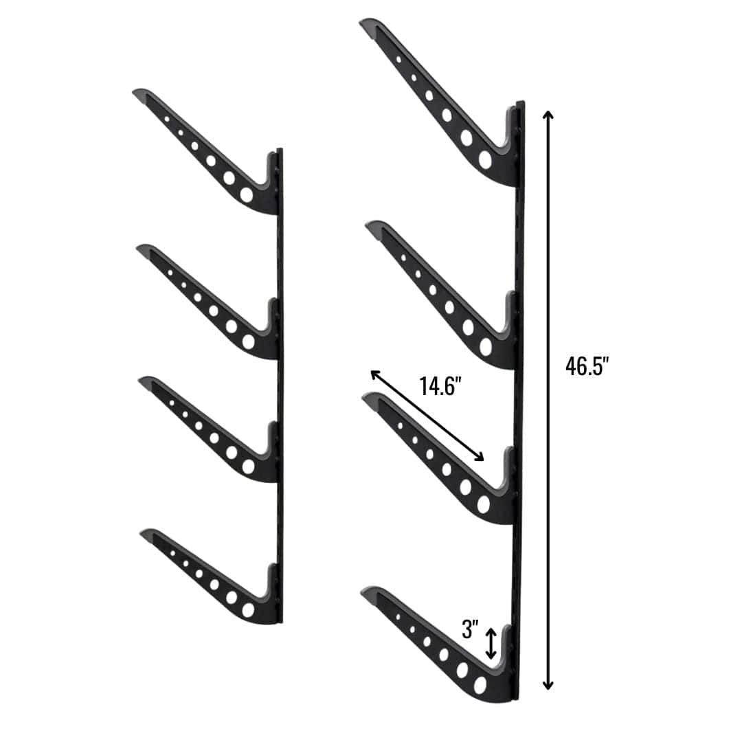 XSR Adjustable Wall Rack | Multi - Use | 4 Levels | Black, Wall Mounted, StoreYourBoard, , , at Festive Water Paddlesports