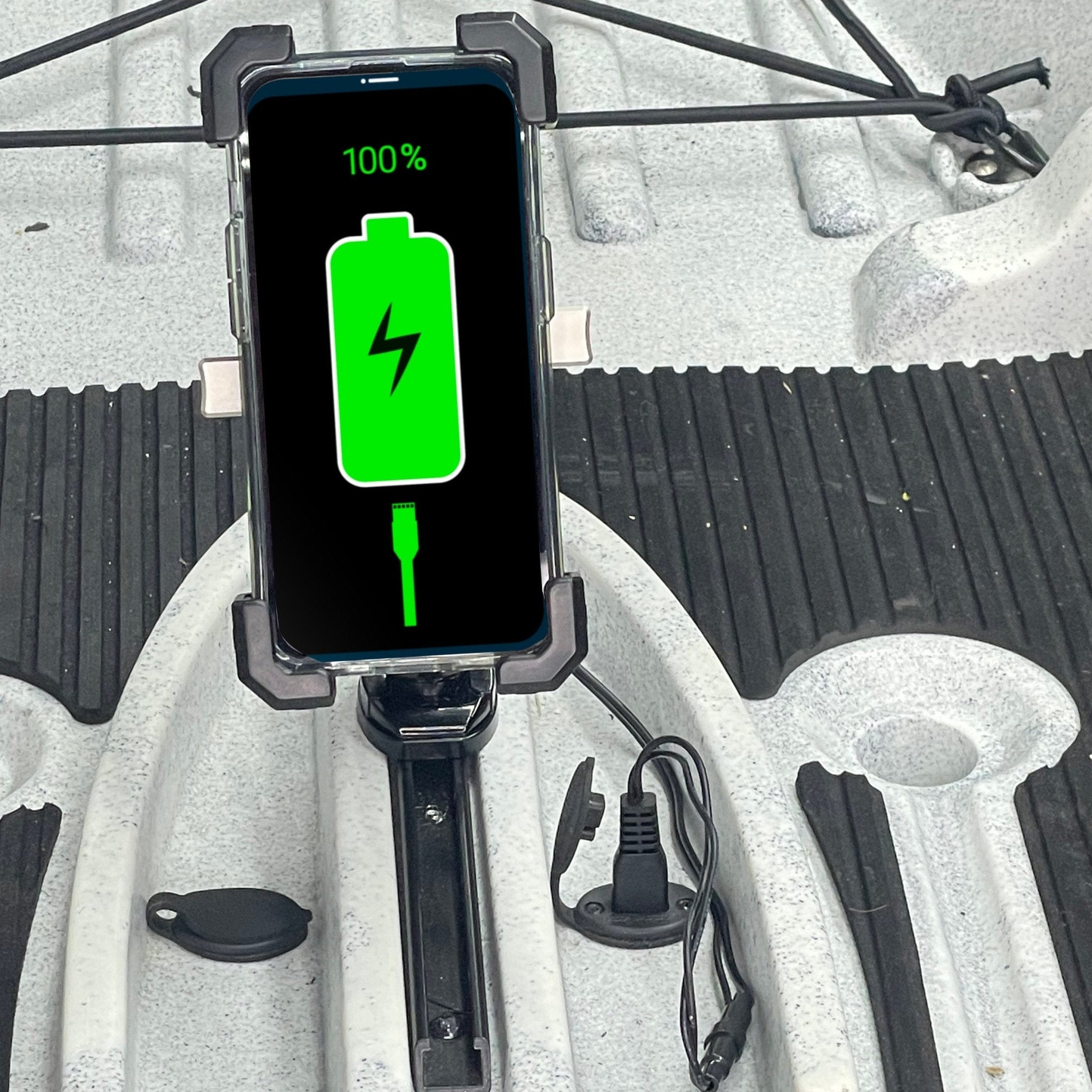 YP - MPWC 12 Volt Mobile Phone Wireless Fast Charger (15W) | One Hand Operation | 360 Degree Adjustable Gooseneck Action Mount, , Yak Power, , , at Festive Water Paddlesports