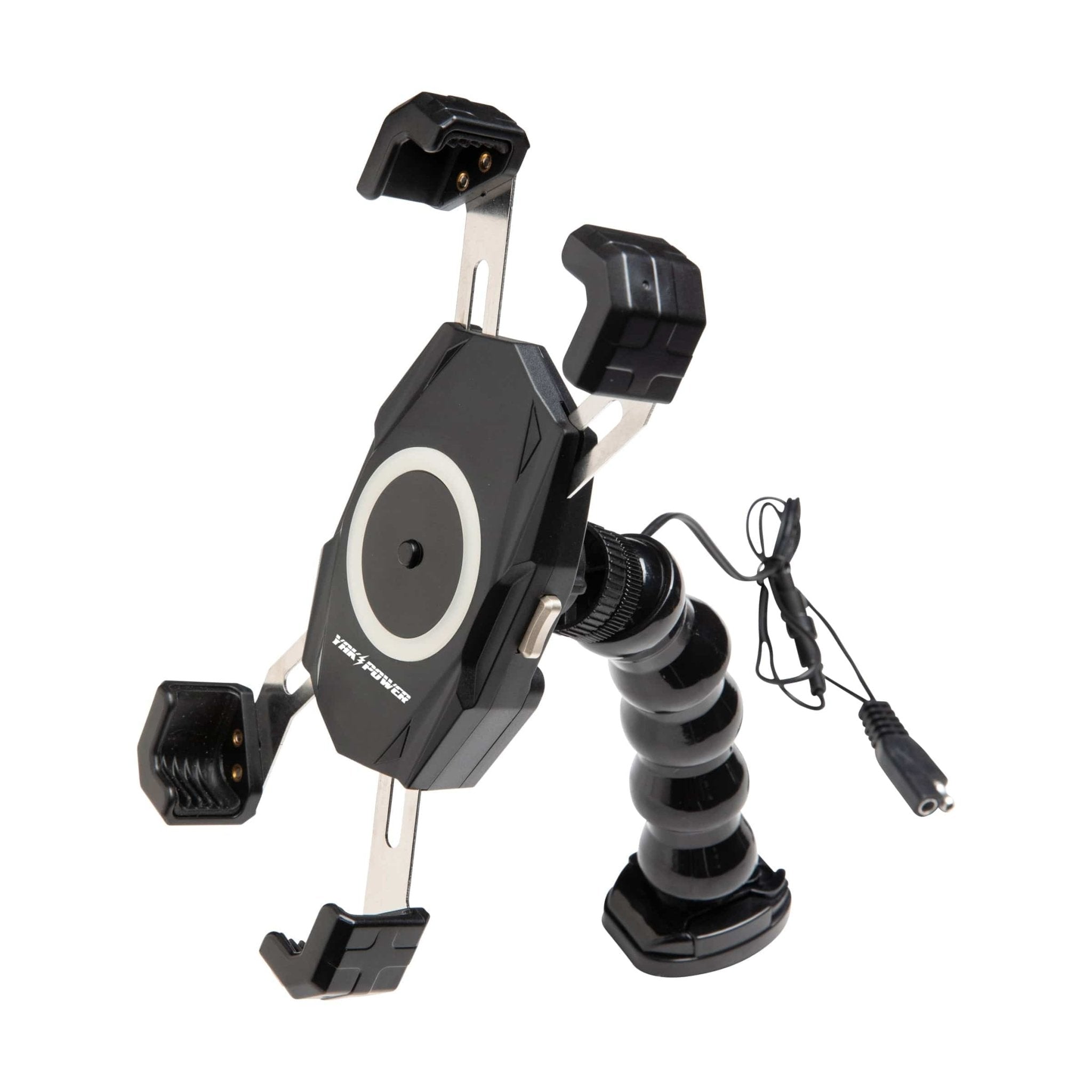 YP - MPWC 12 Volt Mobile Phone Wireless Fast Charger (15W) | One Hand Operation | 360 Degree Adjustable Gooseneck Action Mount, , Yak Power, , , at Festive Water Paddlesports