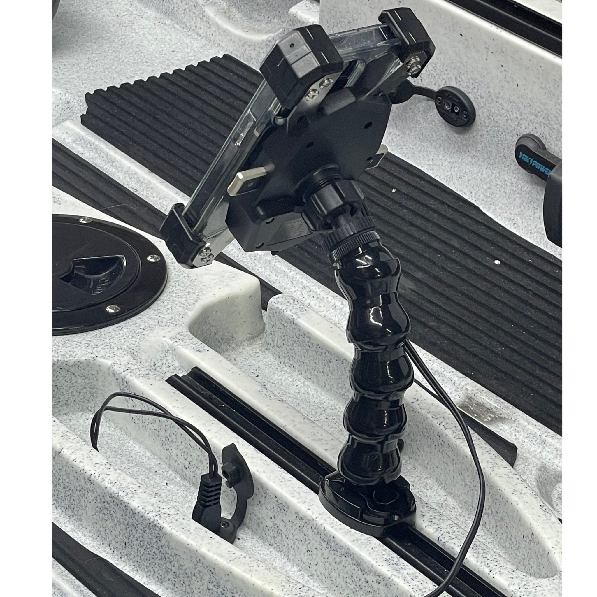 YP - MPWC 12 Volt Mobile Phone Wireless Fast Charger (15W) | One Hand Operation | 360 Degree Adjustable Gooseneck Action Mount, , Yak Power, , , at Festive Water Paddlesports