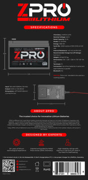 ZPro 12v 10ah Lithium Battery with Charger, Battery, ZPro, , , at Festive Water Paddlesports