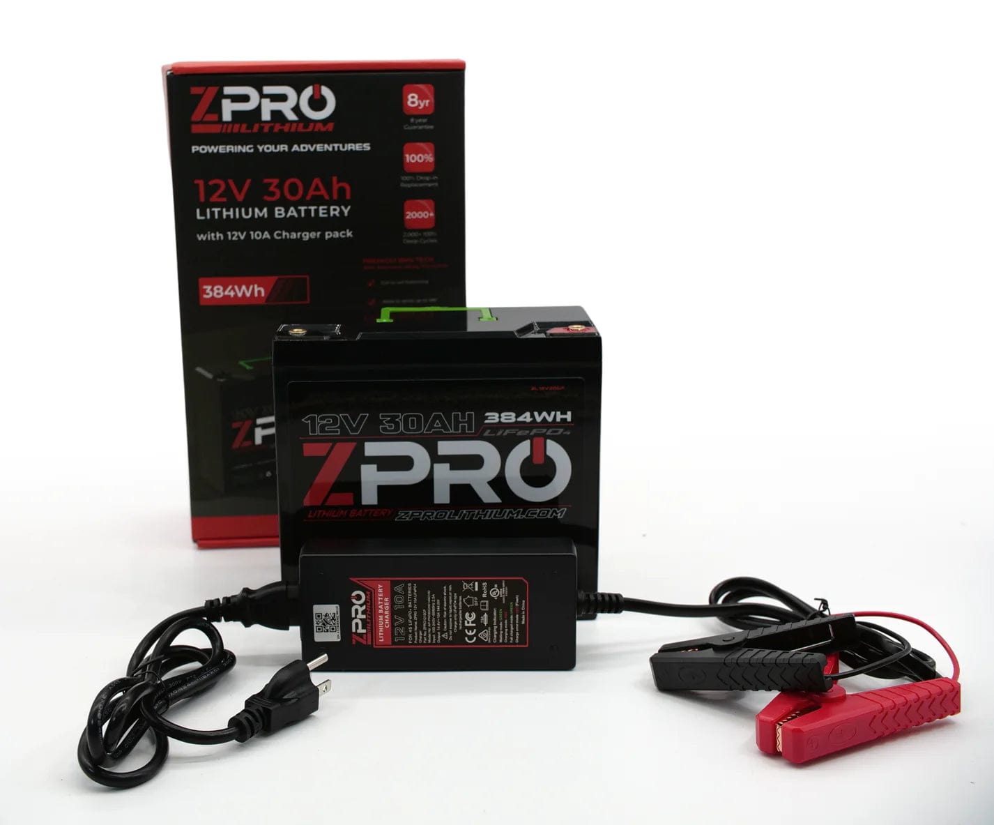 ZPro 12v 30ah Lithium Battery with Charger, Battery, ZPro, , , at Festive Water Paddlesports